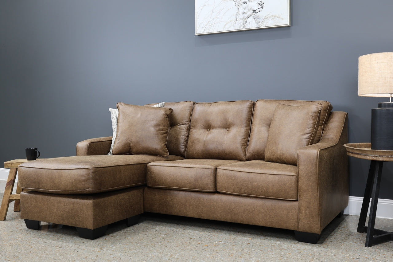 Victoria Sofa Chaise - Tan Leather Air
