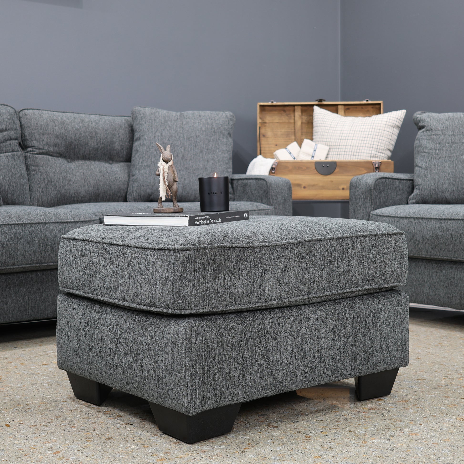 Victoria Ottoman - Dark Grey