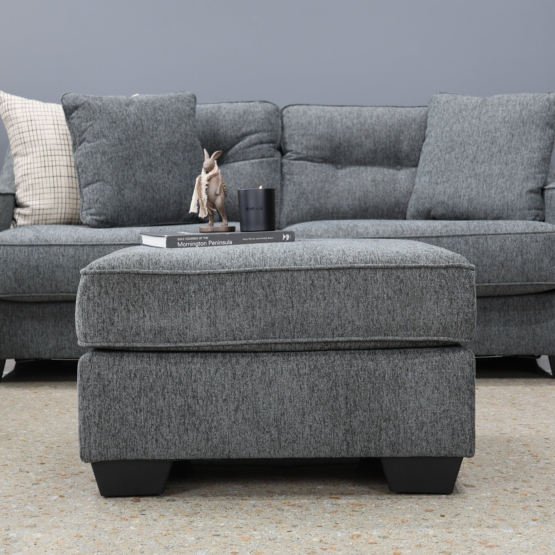 Victoria Ottoman - Dark Grey