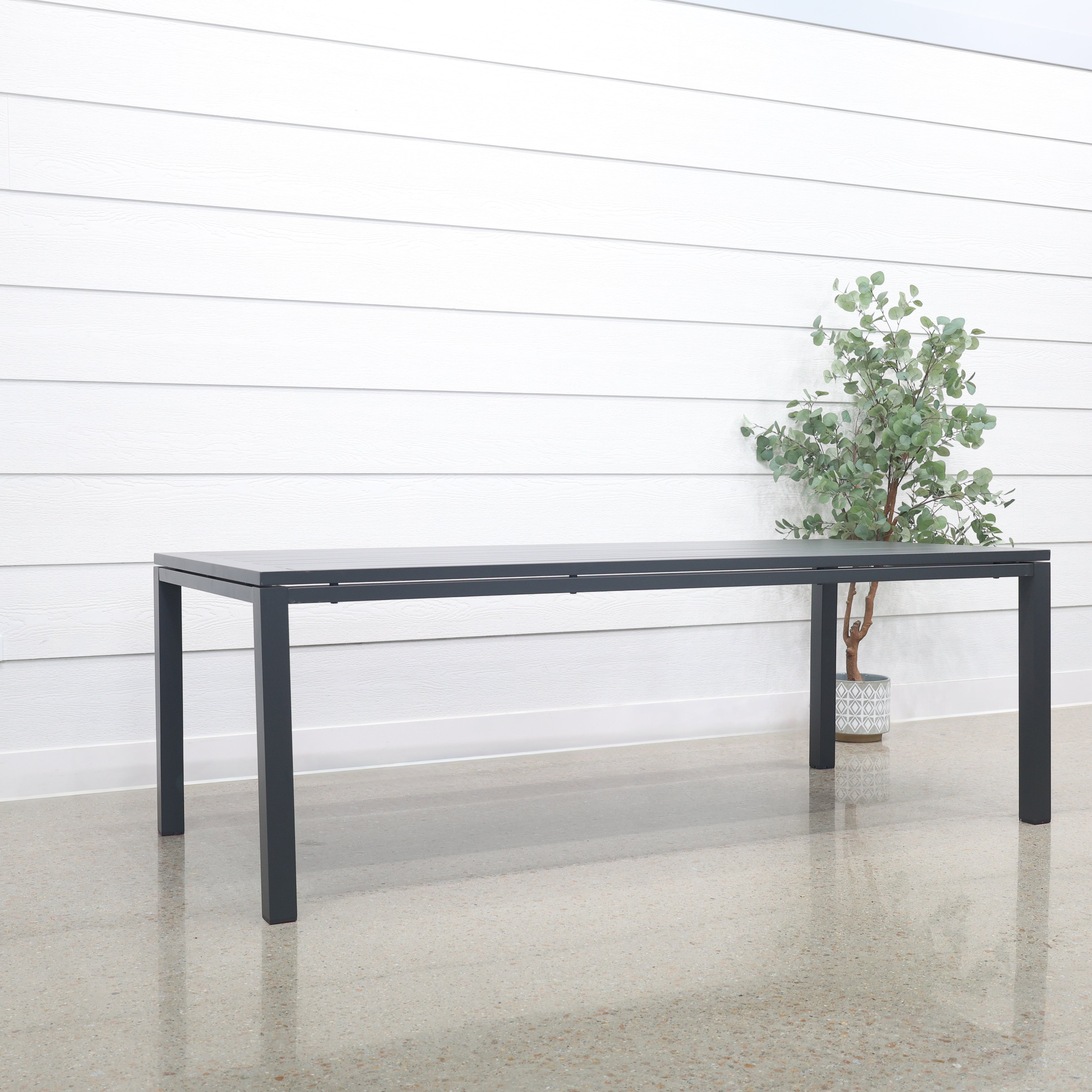 River Aluminium Slat Dining Table - Charcoal