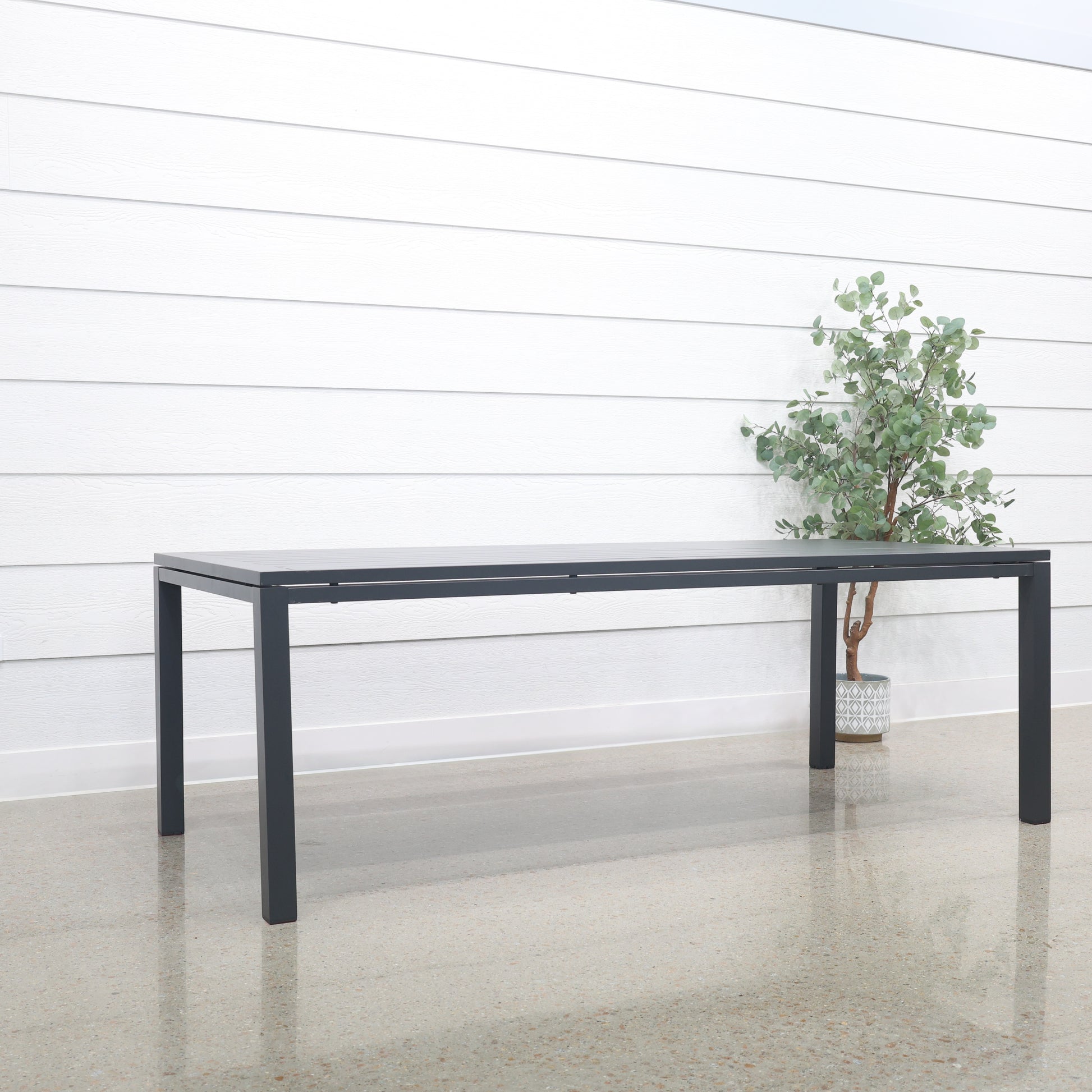 River Aluminium Slat Dining Table - Charcoal