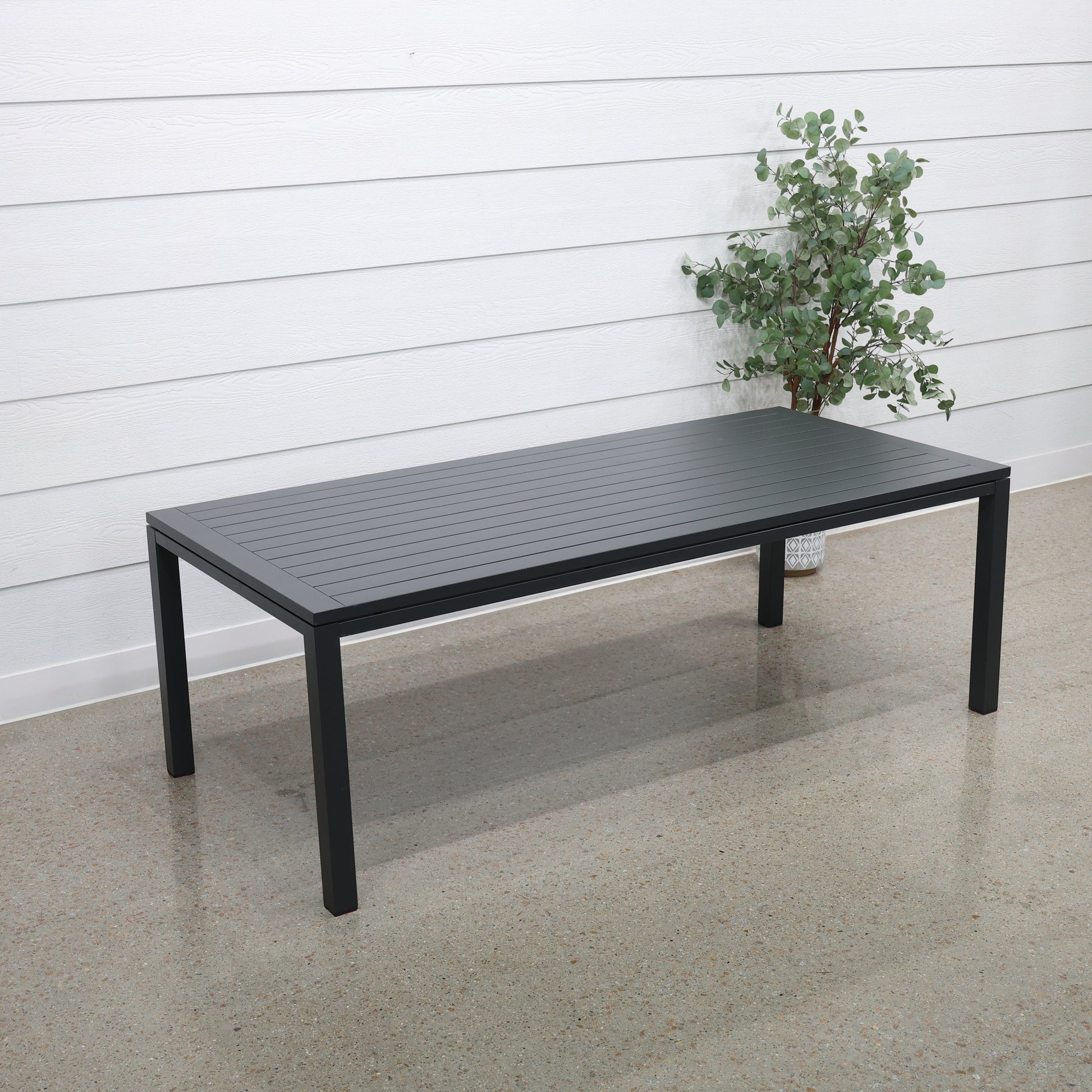 River Aluminium Slat Dining Table - Charcoal