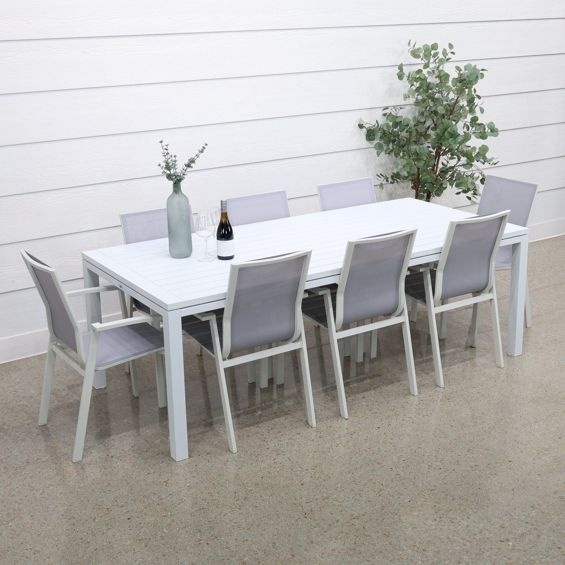 River Aluminium Slat Dining Table - White