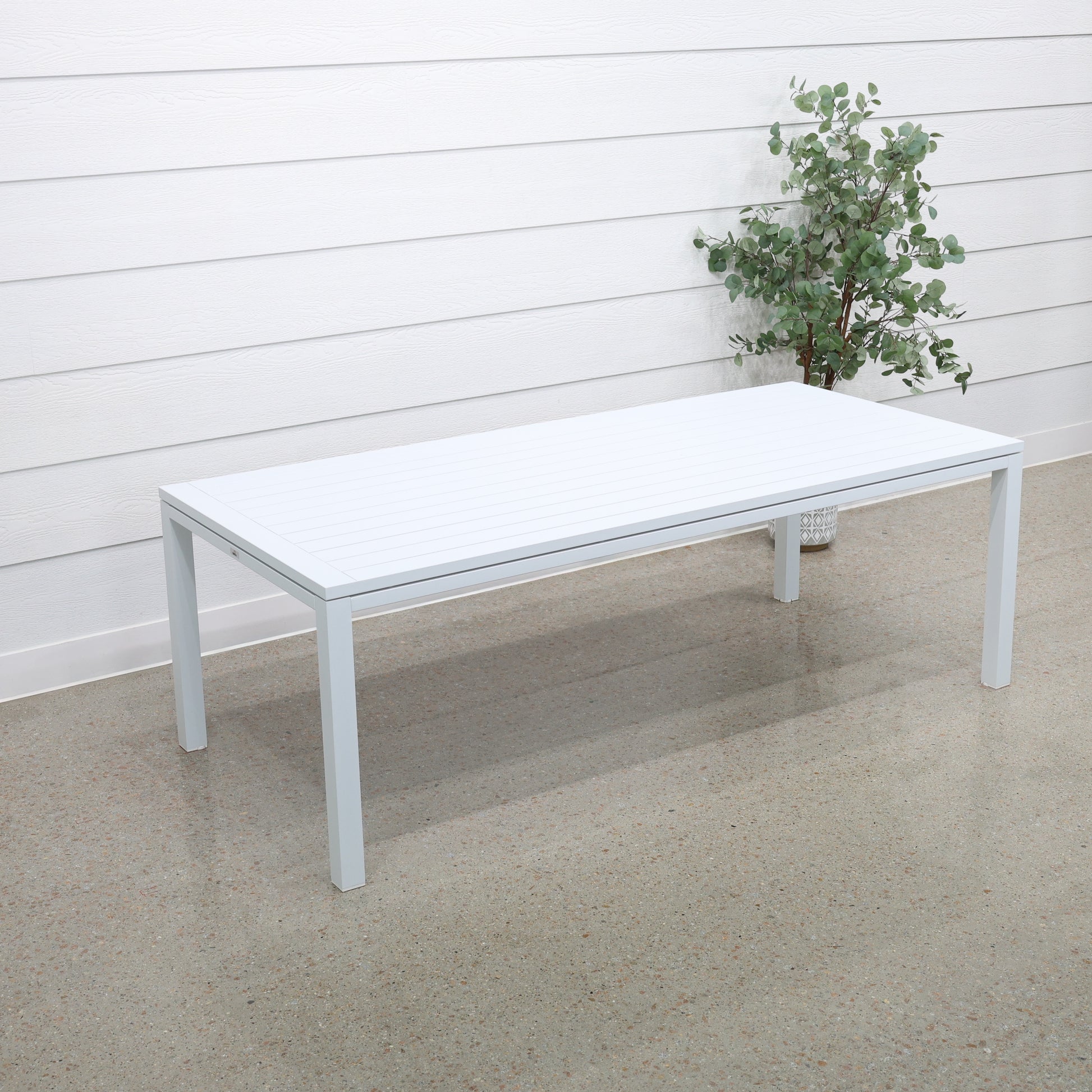 River Aluminium Slat Dining Table - White