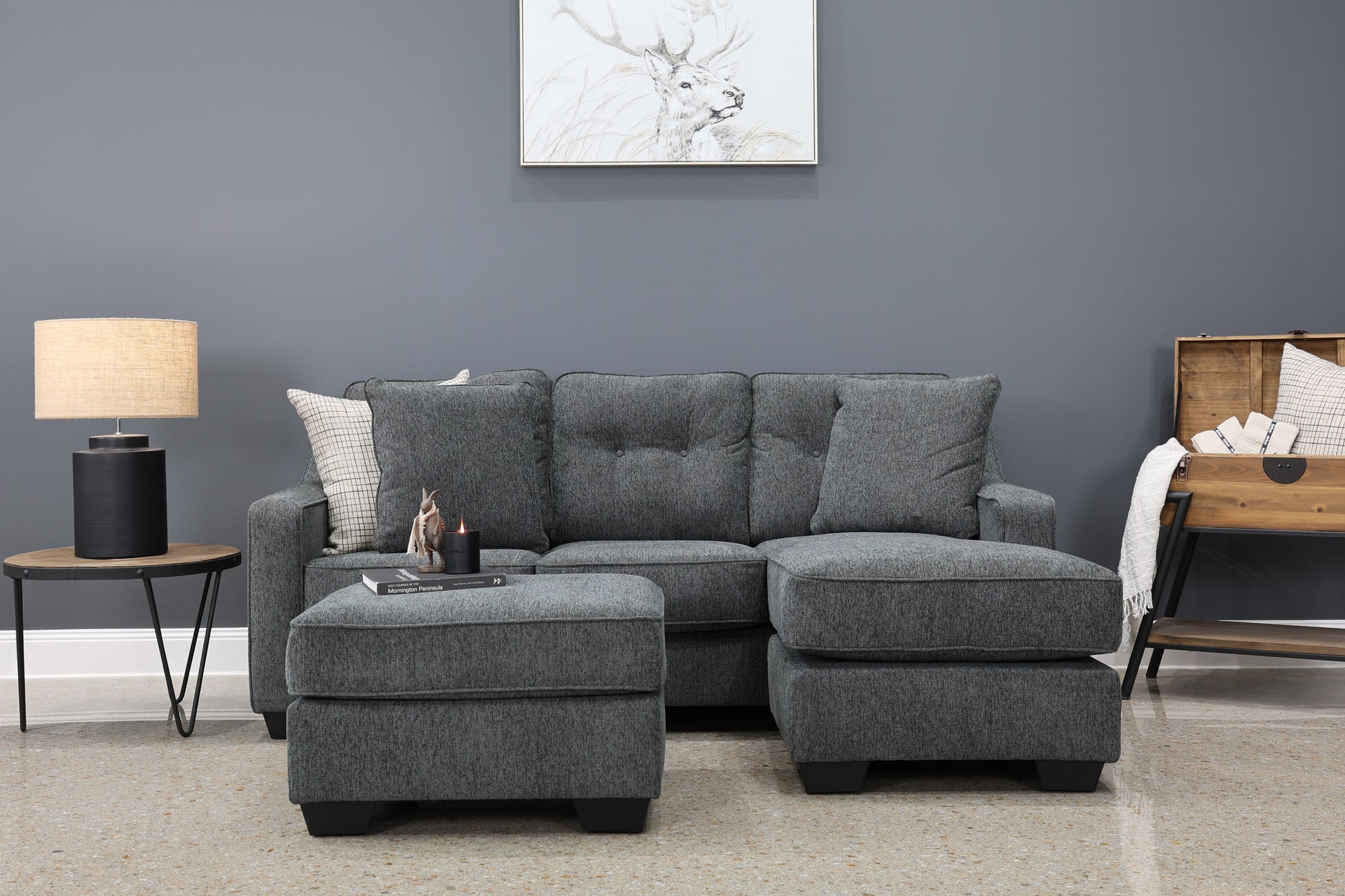 Victoria Sofa Chaise - Dark Grey