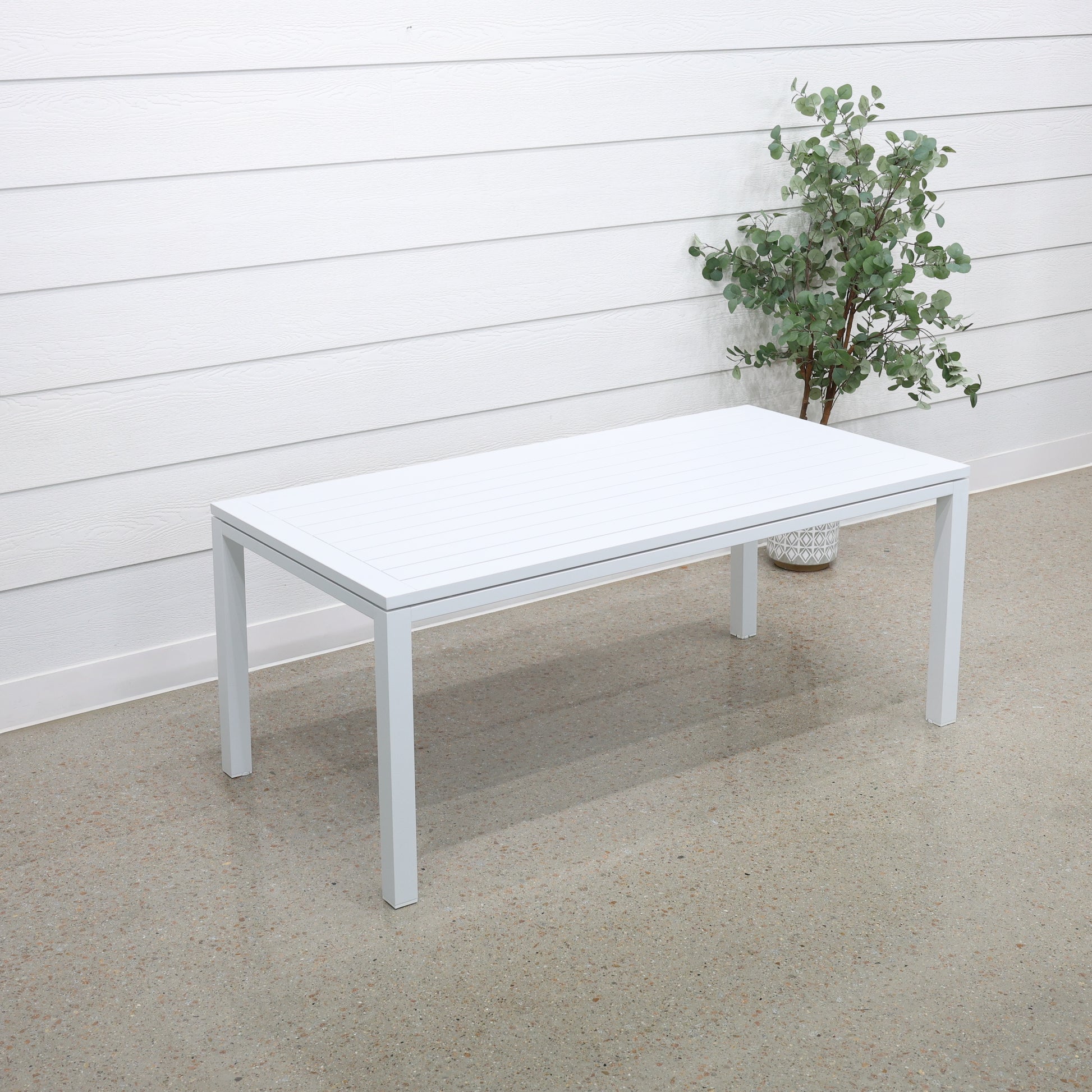 River Aluminium Slat Dining Table - White