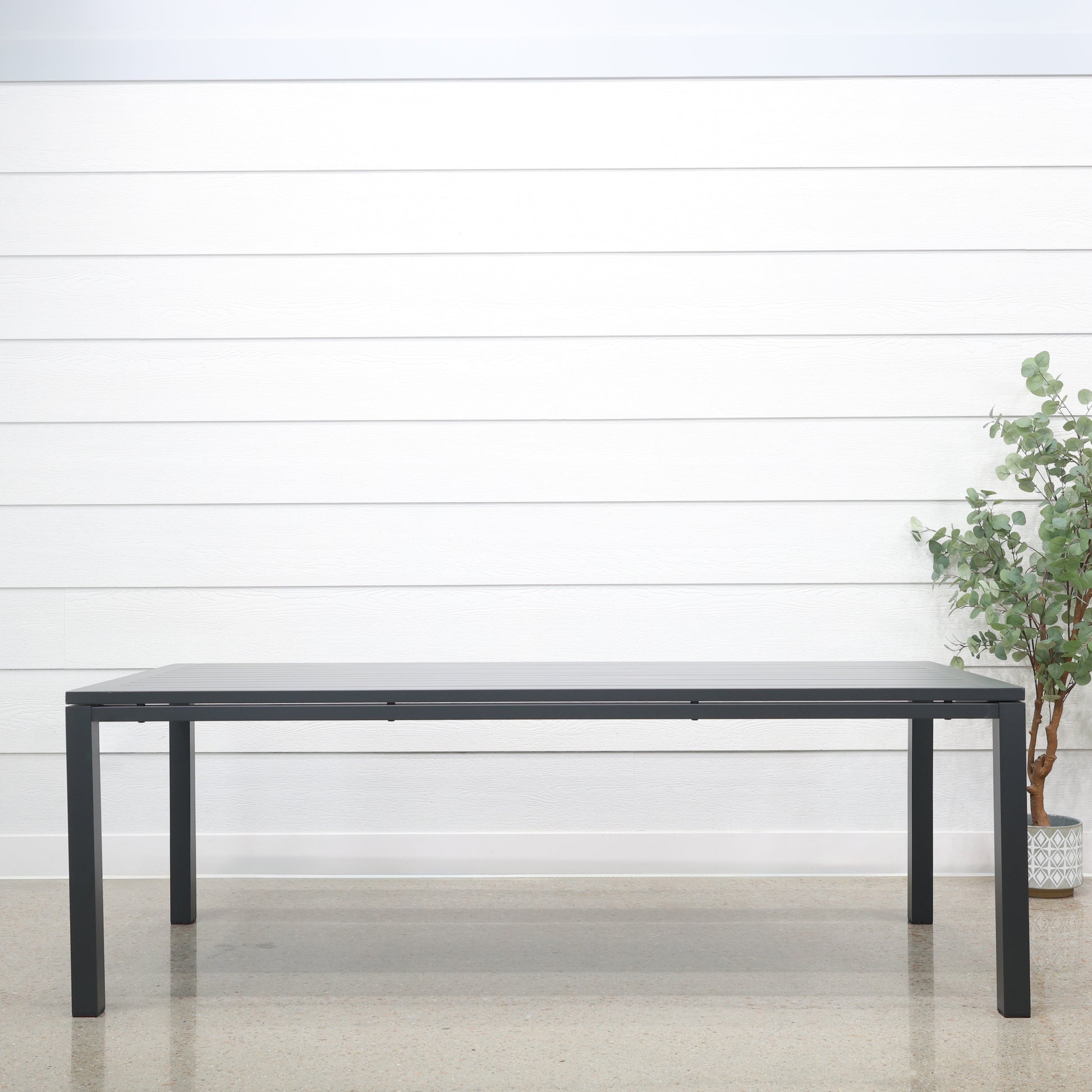 River Aluminium Slat Dining Table - Charcoal