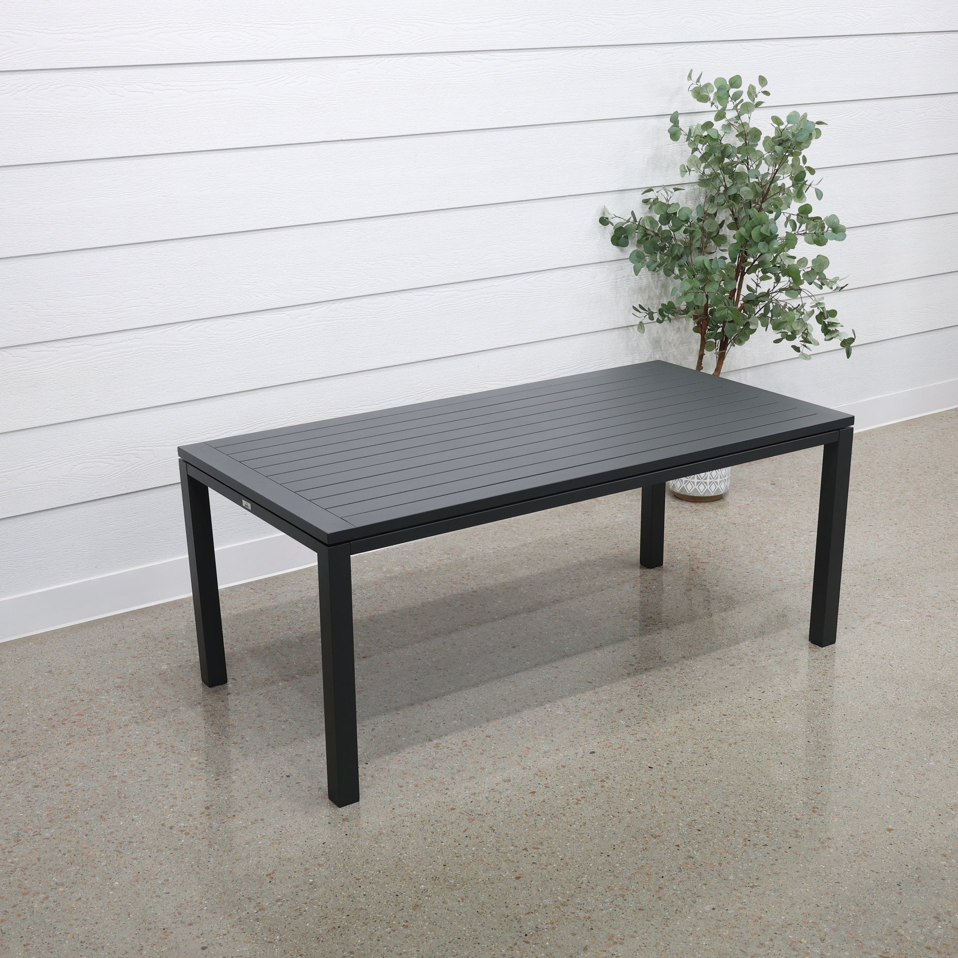 River Aluminium Slat Dining Table - Charcoal