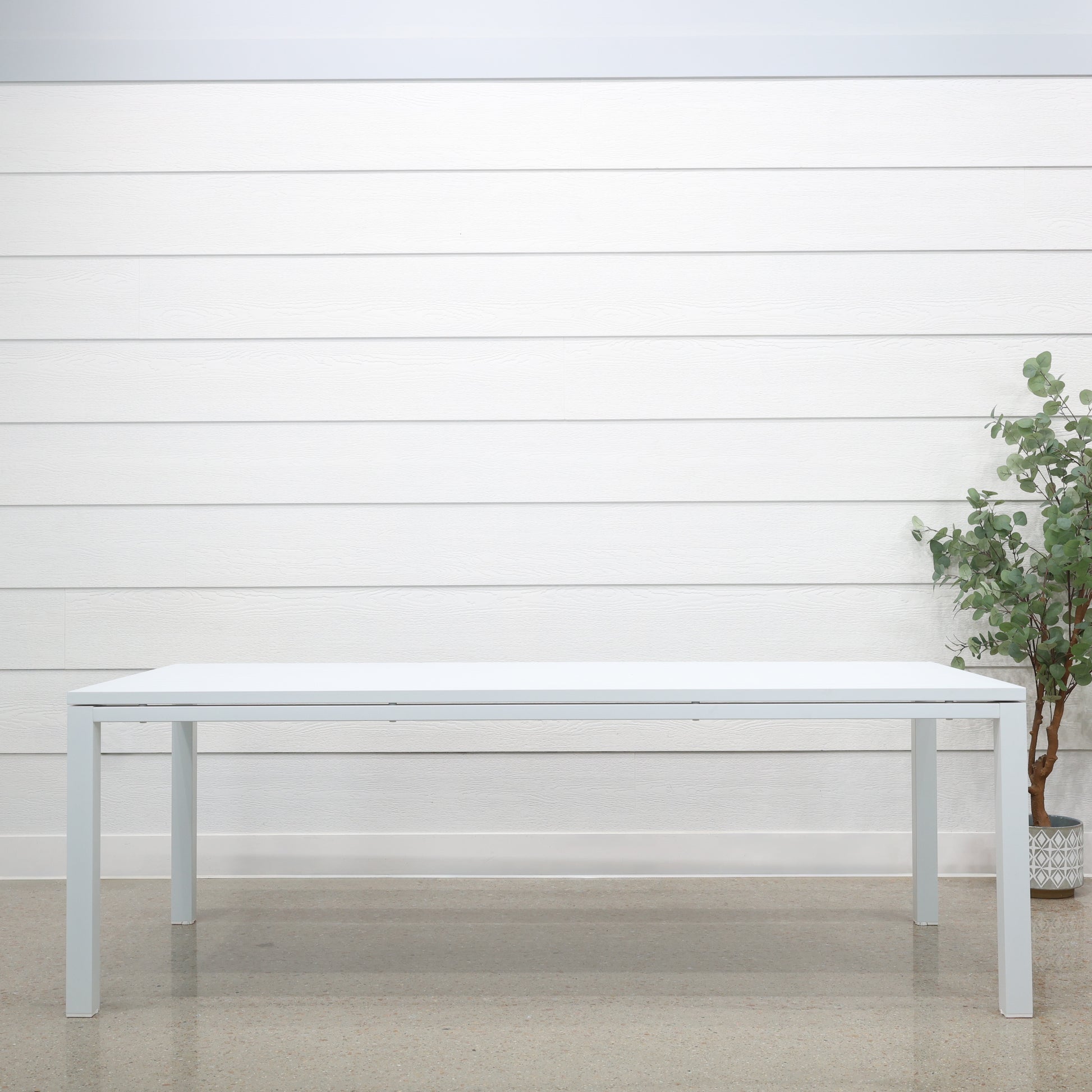 River Aluminium Slat Dining Table - White
