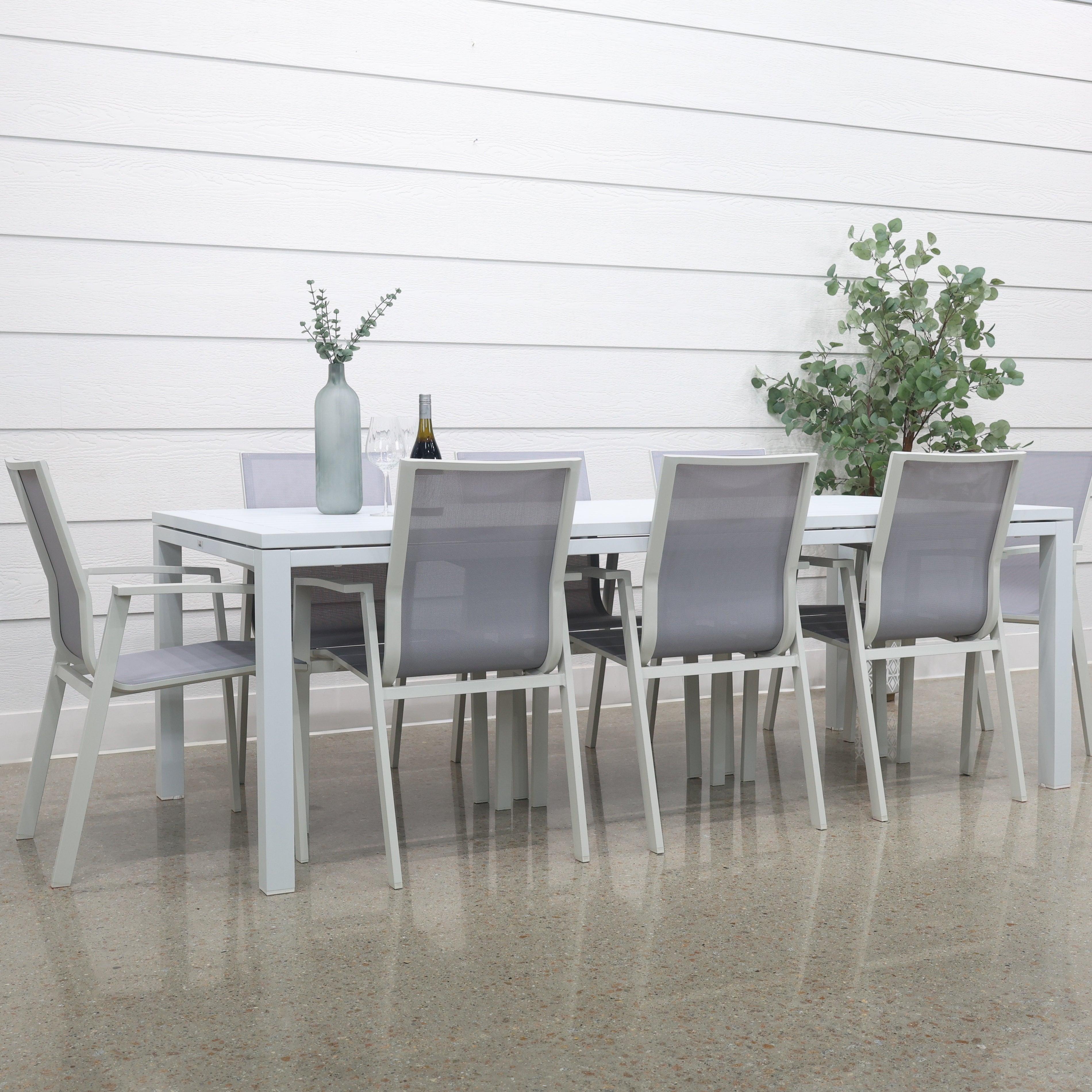 River Aluminium Slat Dining Table - White