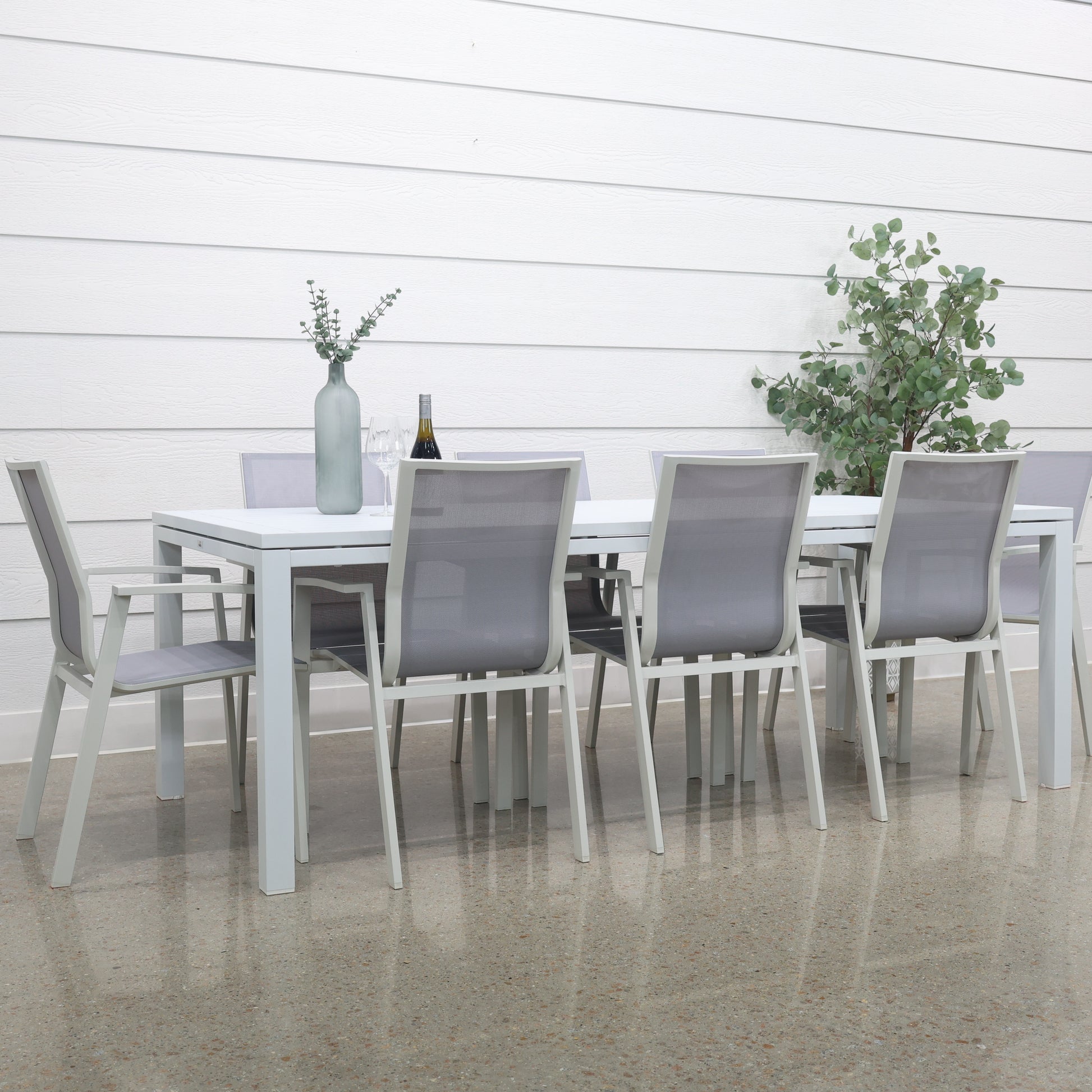 River Aluminium Slat Dining Table - White