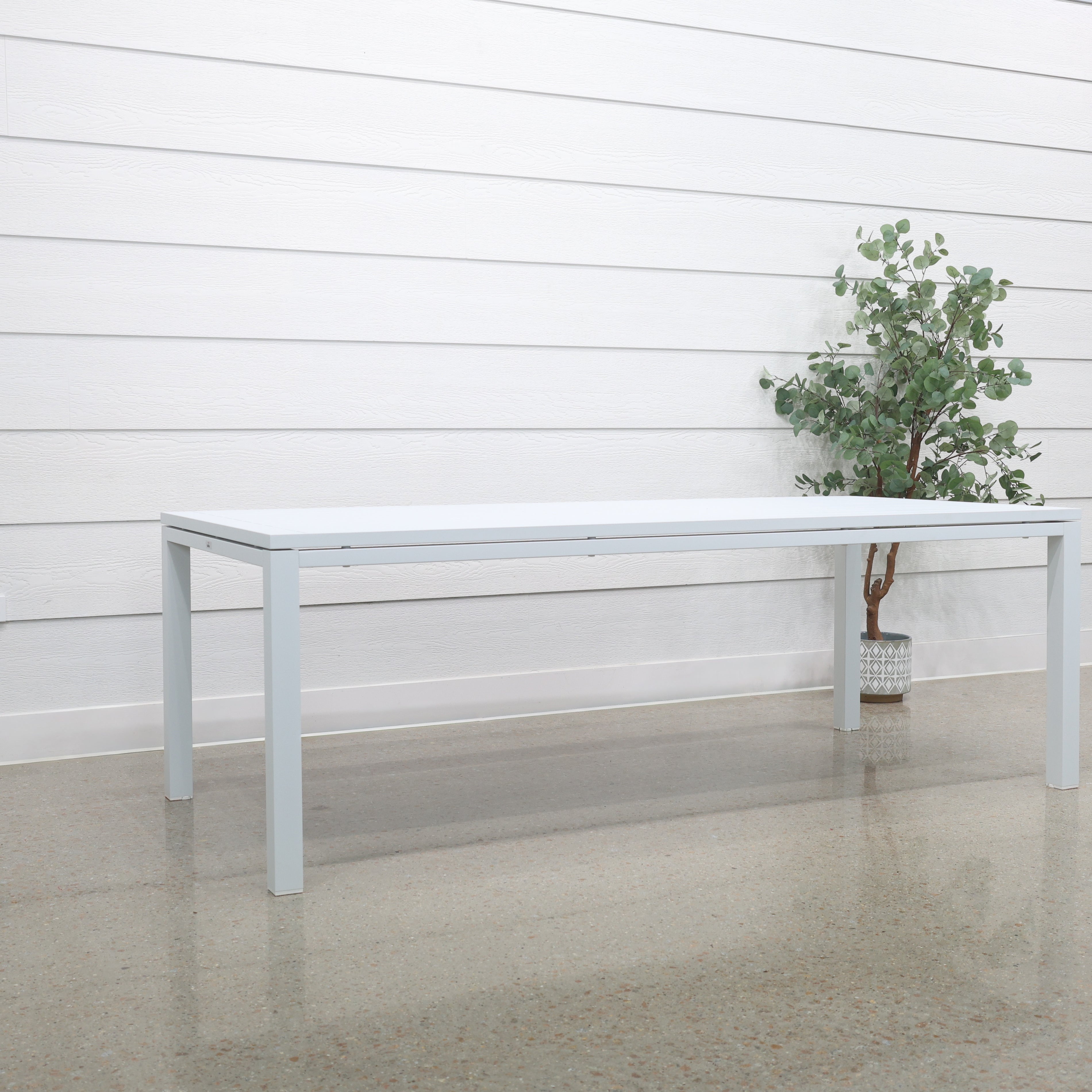 River Aluminium Slat Dining Table - White