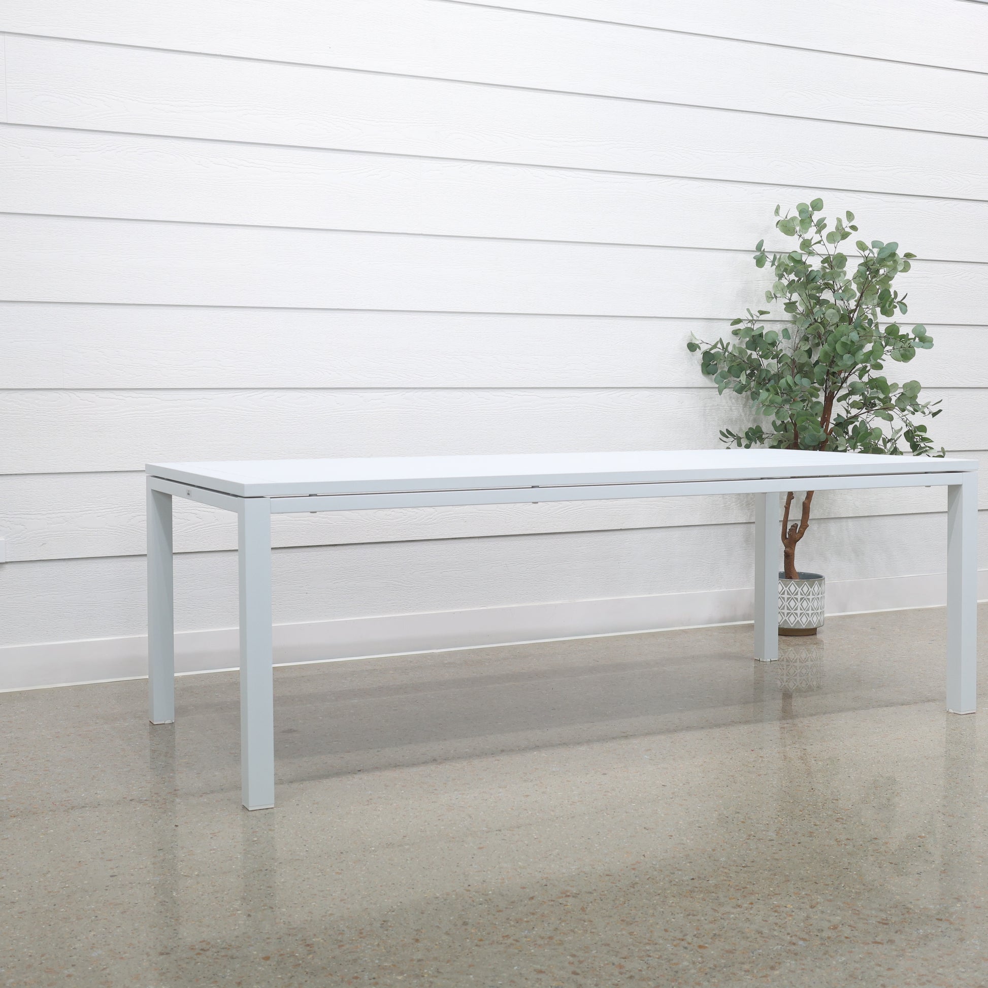 River Aluminium Slat Dining Table - White