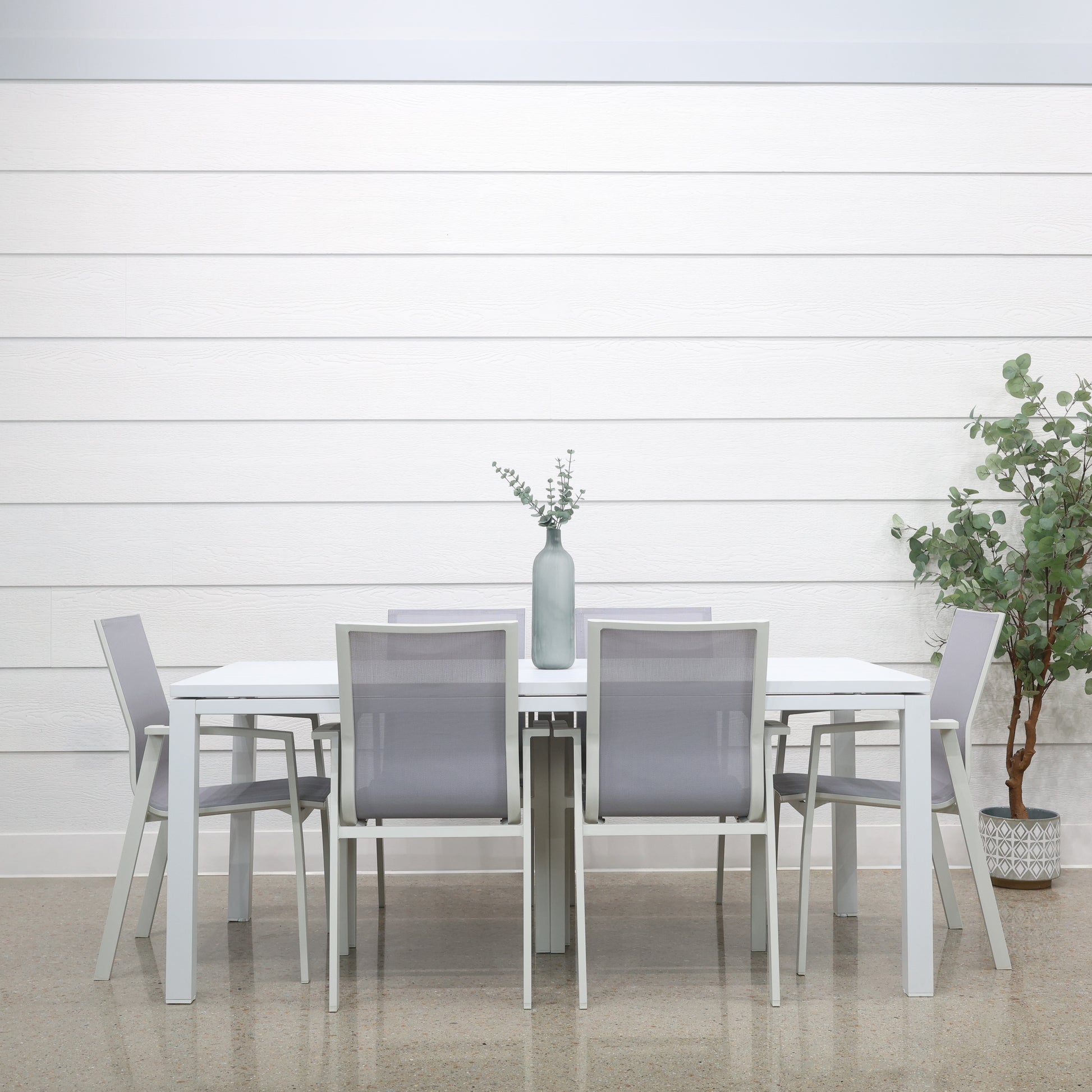 River Aluminium Slat Dining Table - White