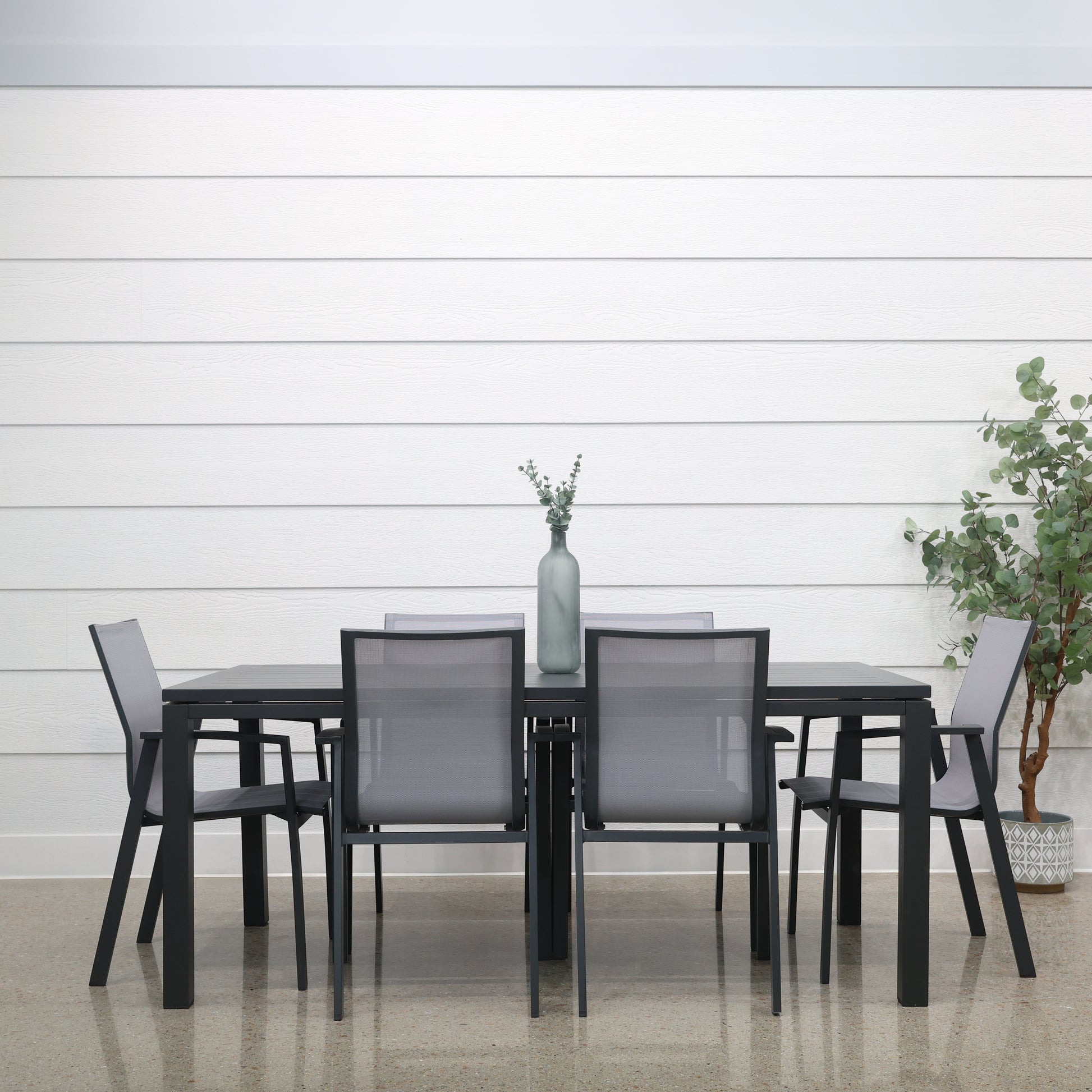 River Aluminium Slat Dining Table - Charcoal