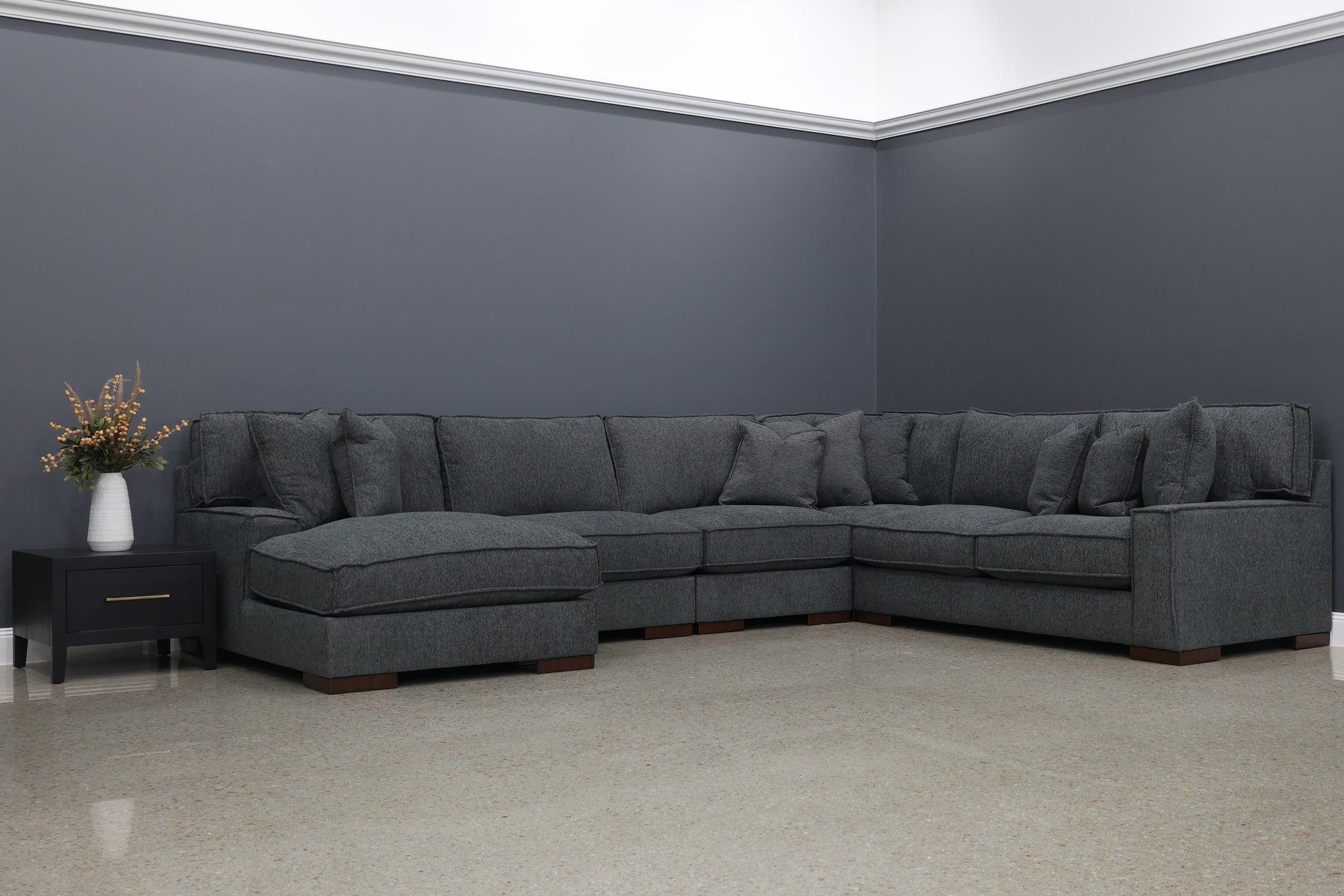 Gembrook Corner Lounge w/ LHF Chaise - Dark Grey