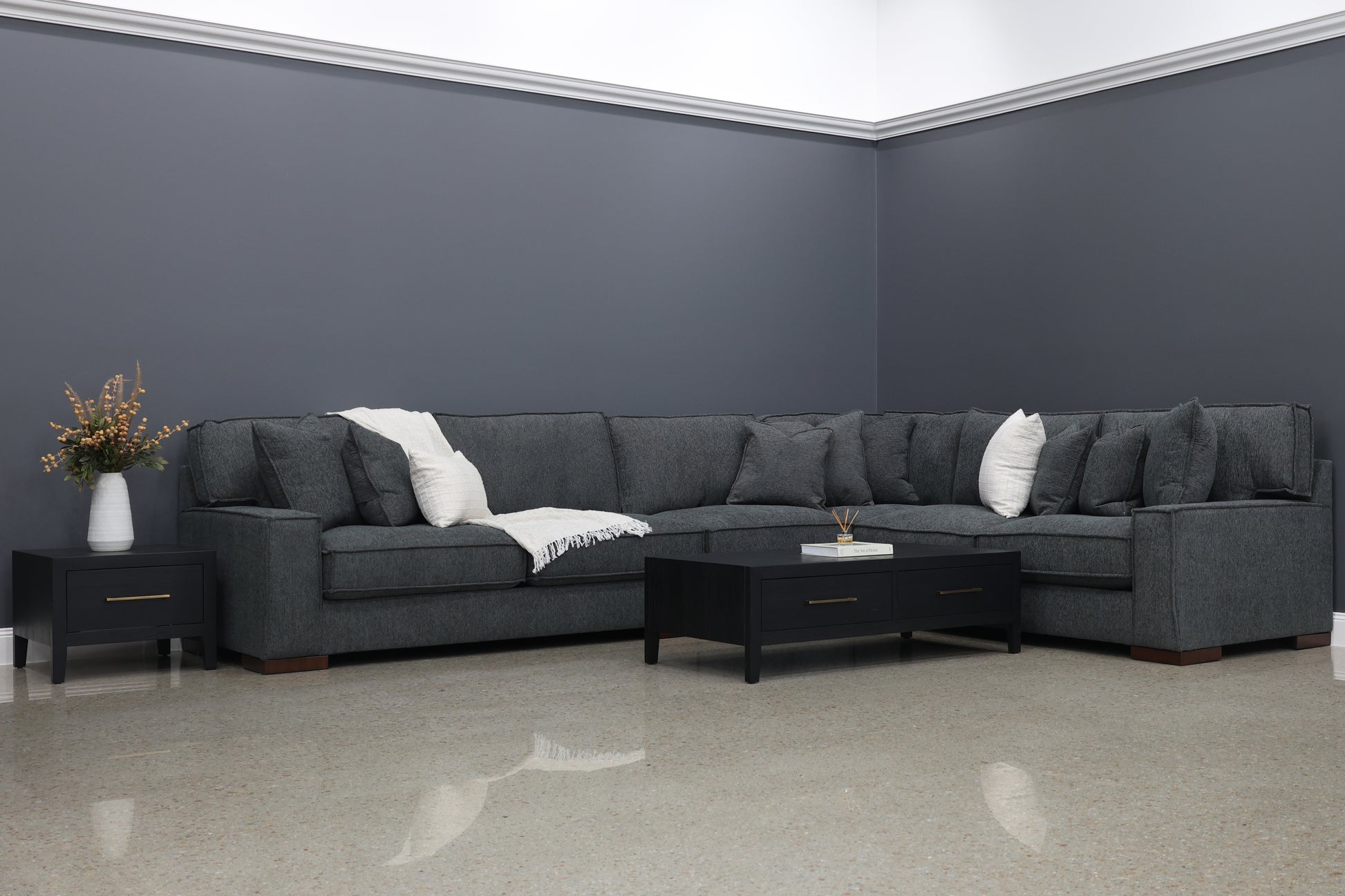Gembrook 4 Piece Corner Lounge - Dark Grey