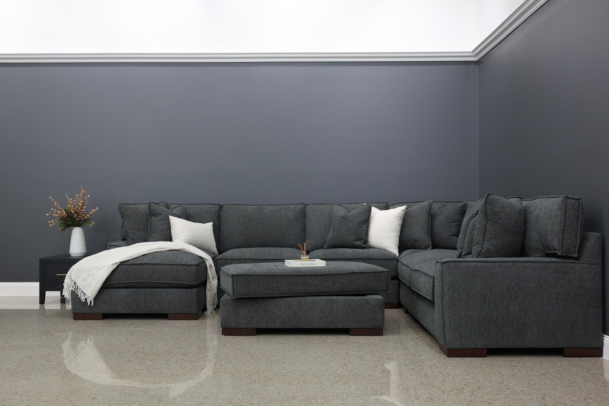 Gembrook Corner Lounge w/ LHF Chaise - Dark Grey