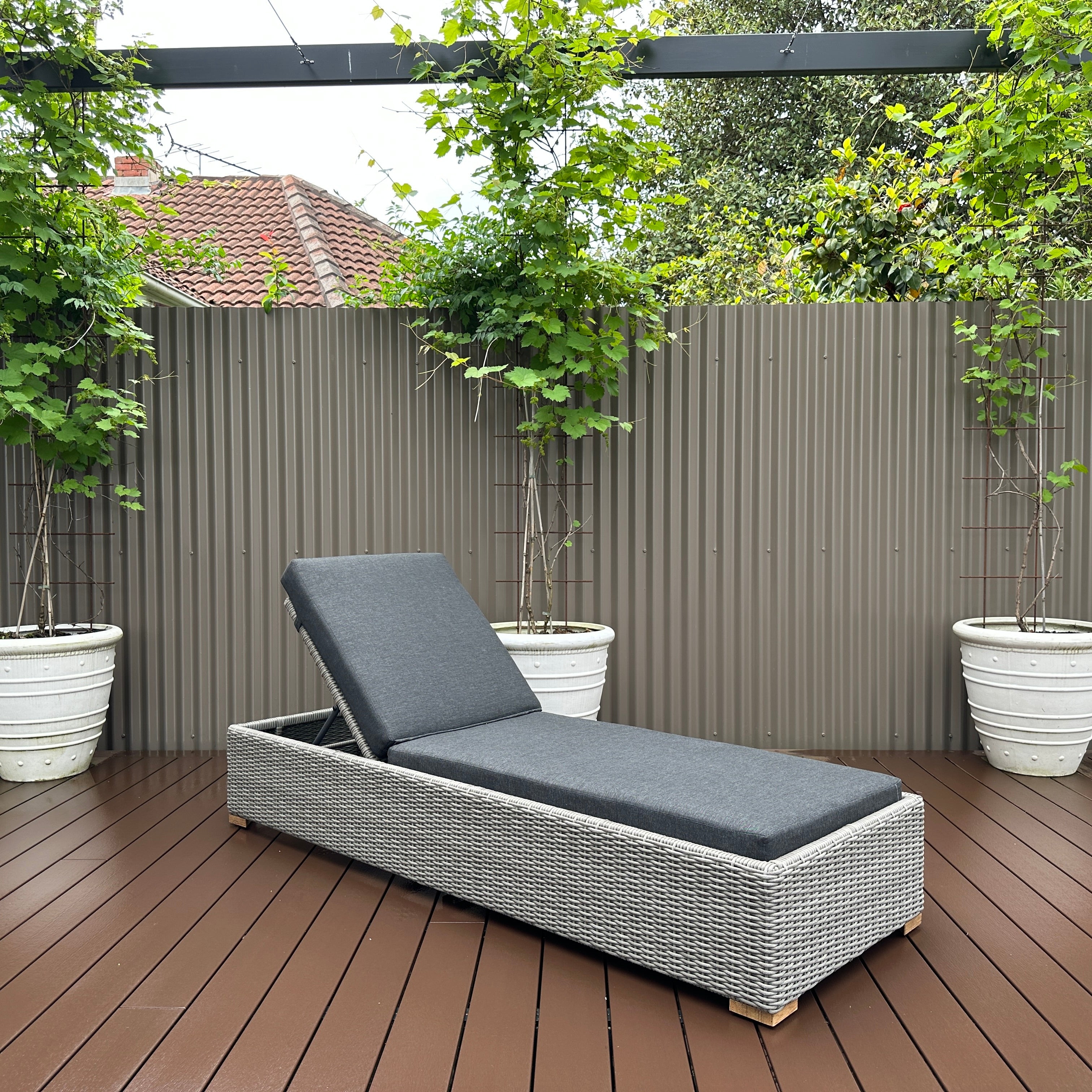 Portsea Single Sun Lounge - Brushed Grey