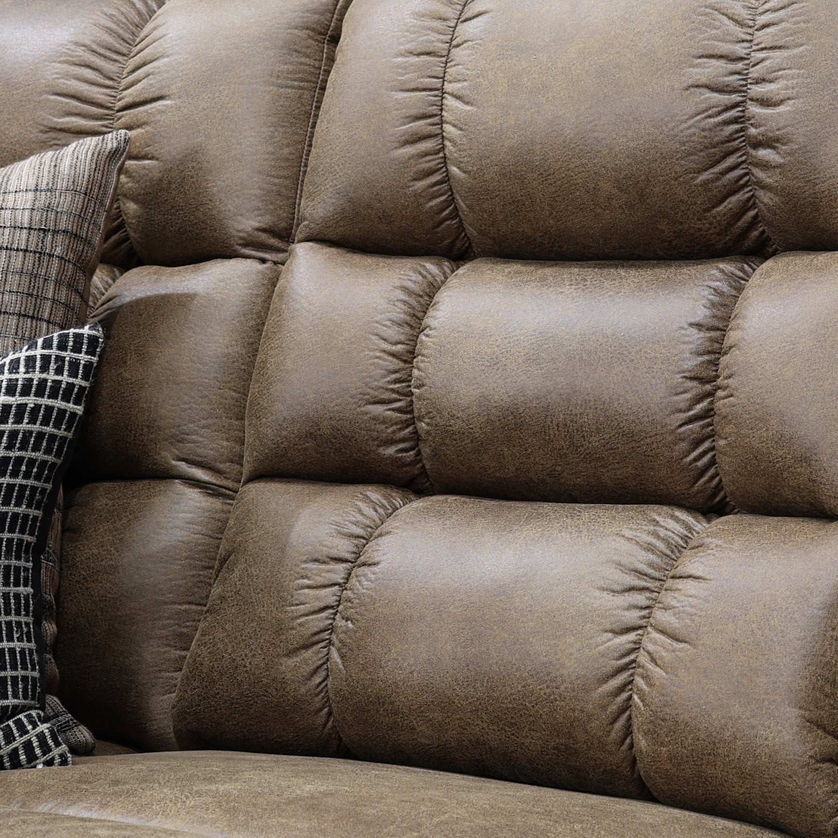 Waldara Reclining Sofa w/ Drop Down Table - Tan