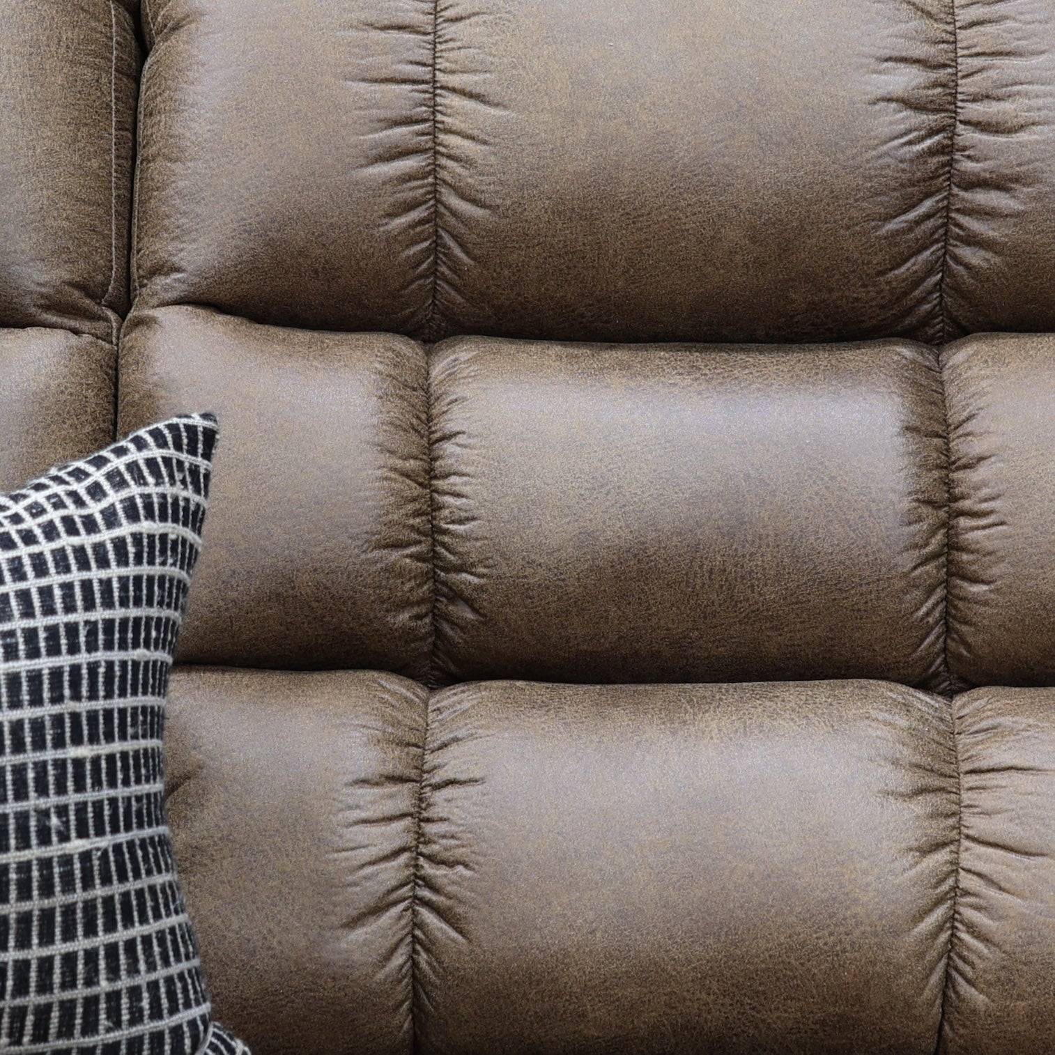 Waldara Reclining Sofa w/ Drop Down Table - Tan