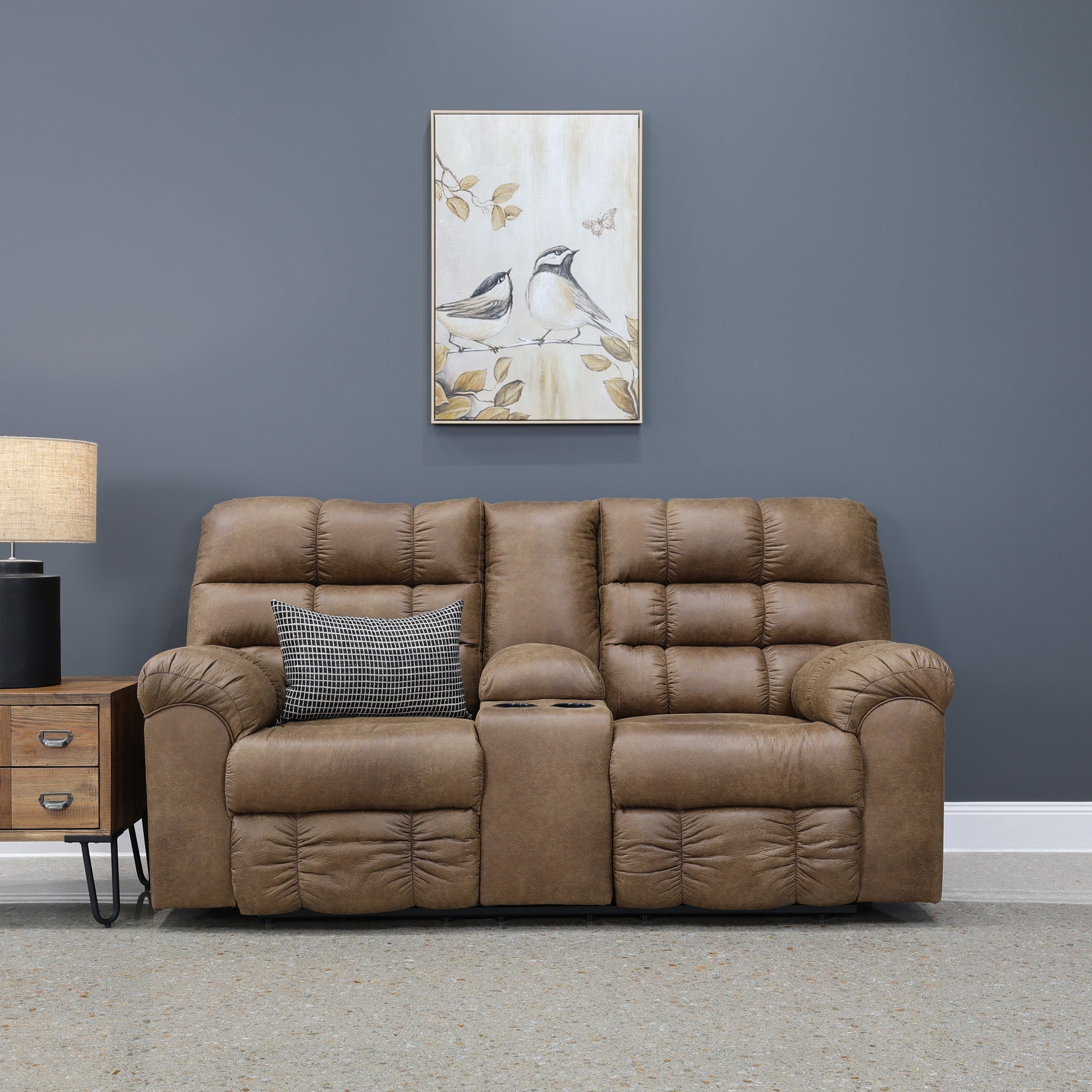 Waldara Reclining Loveseat w/ Console - Tan