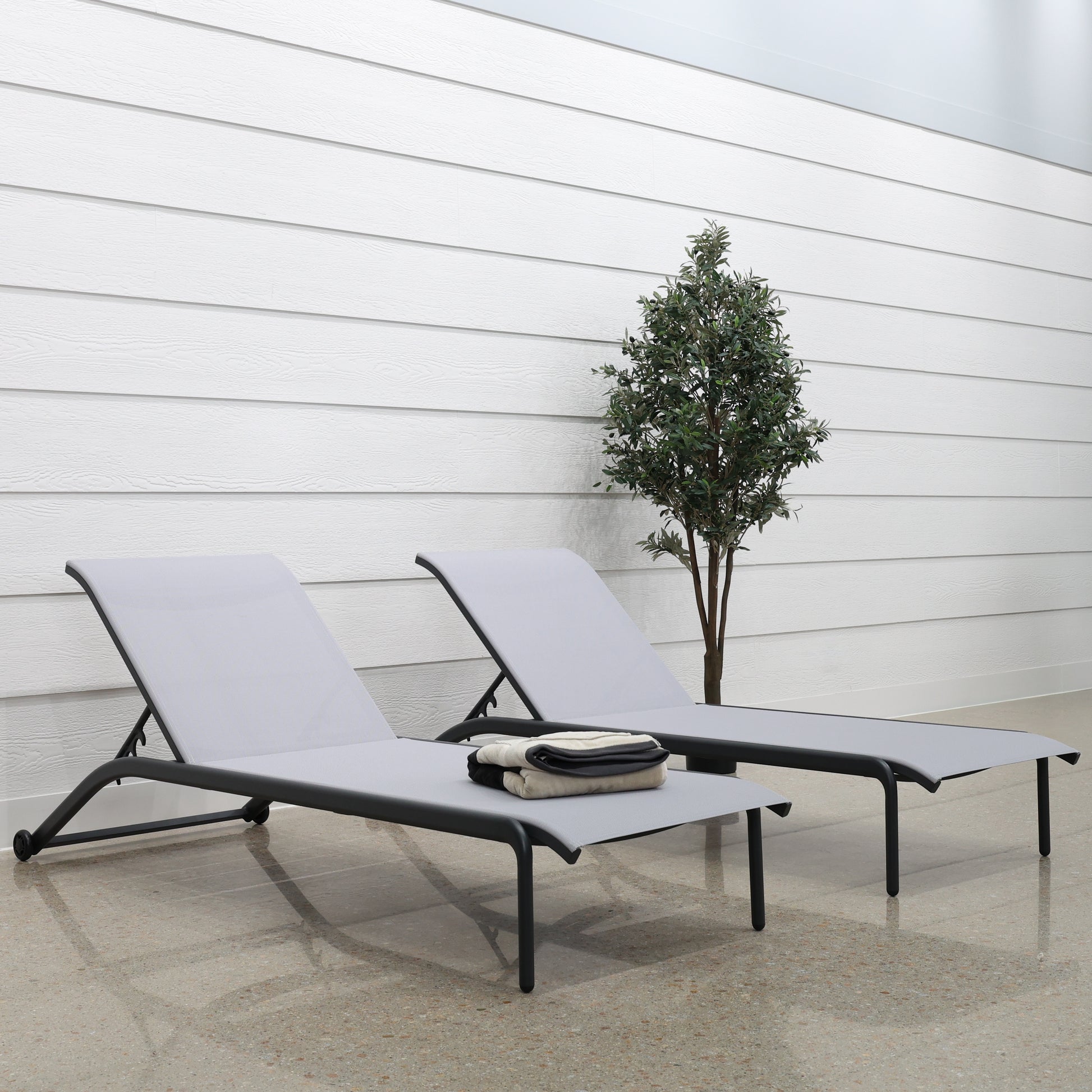 Sunshine Coast Sun Lounge Set of 2 - Charcoal