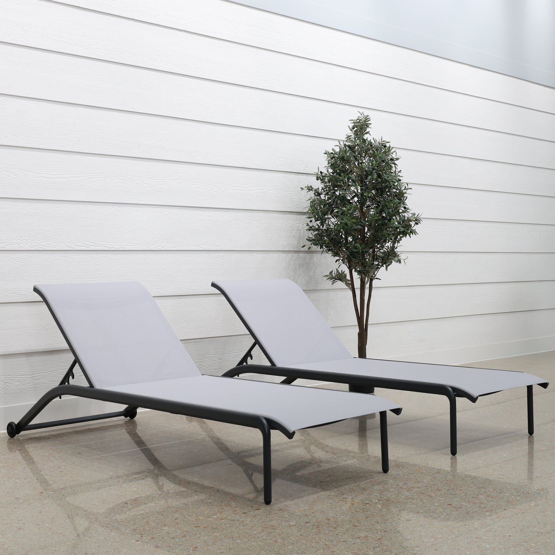 Sunshine Coast Sun Lounge Set of 2 - Charcoal