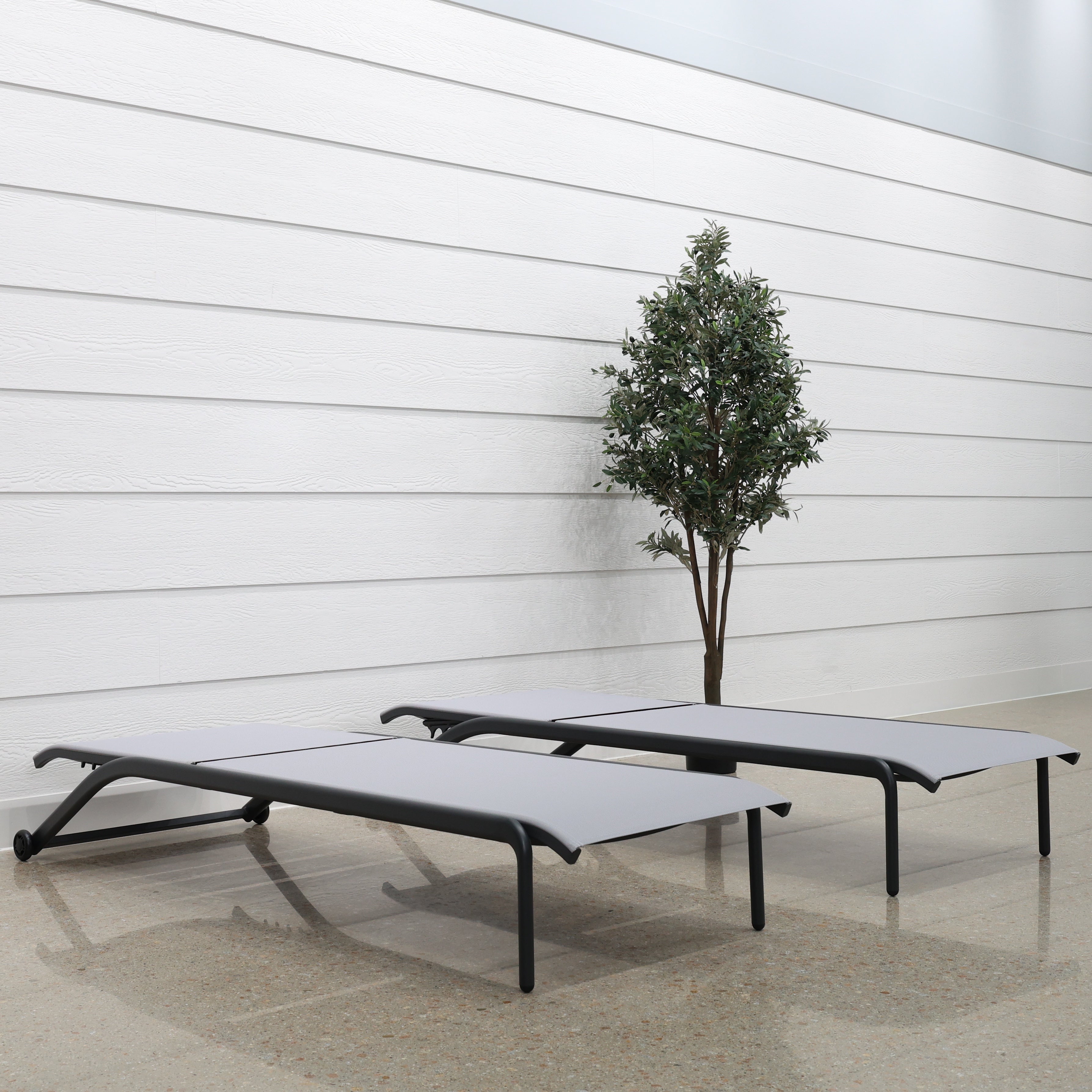 Sunshine Coast Sun Lounge Set of 2 - Charcoal