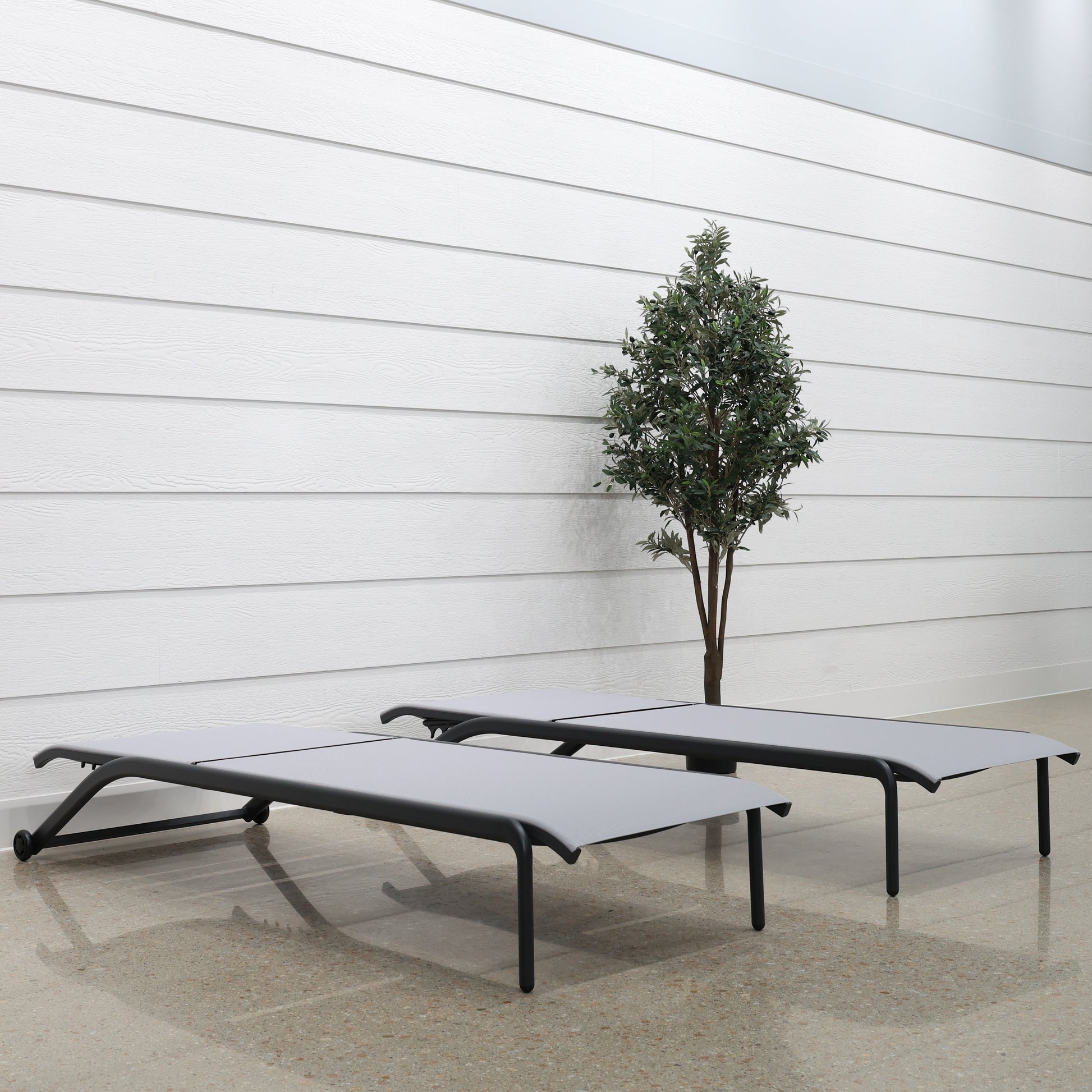 Sunshine Coast Sun Lounge Set of 2 - Charcoal