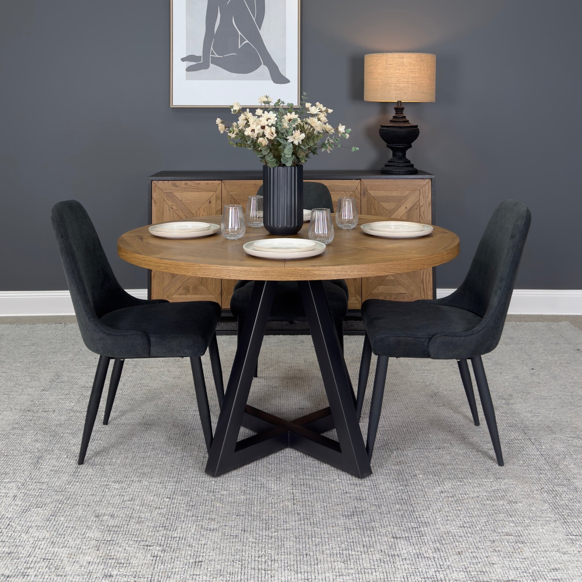 Industrial Round Dining Table 125cm