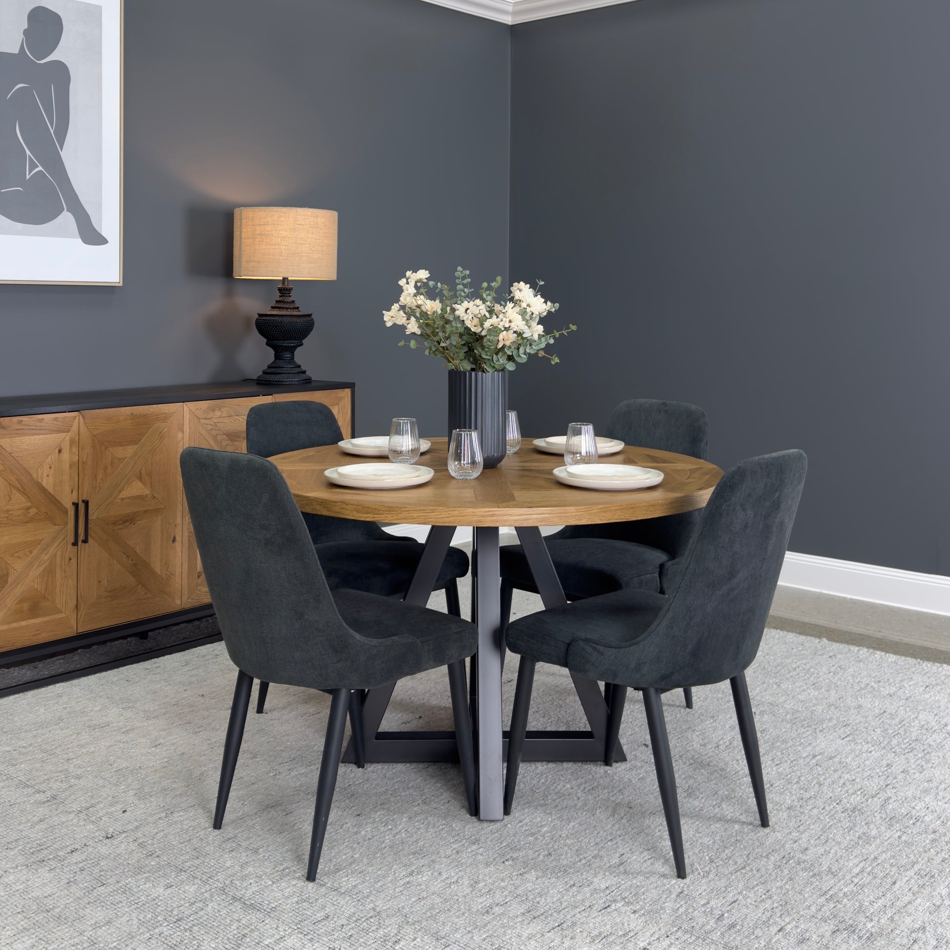 Industrial Round Dining Table 125cm