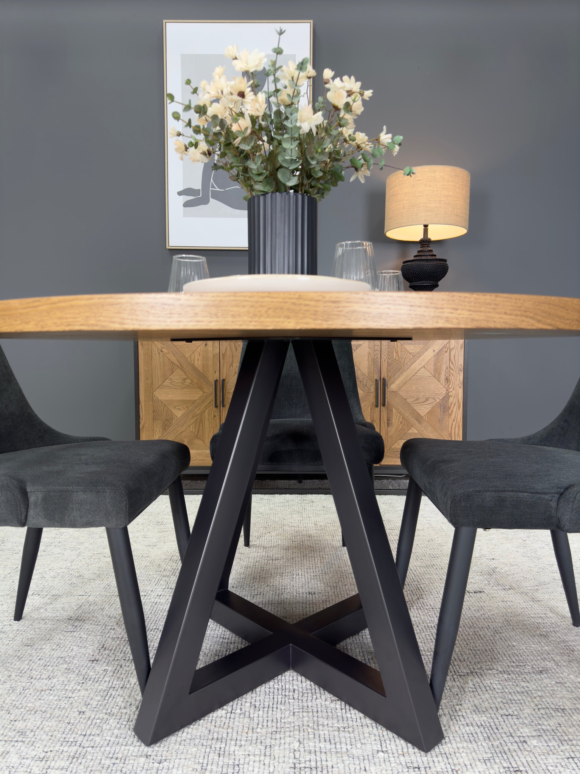Industrial Round Dining Table 125cm