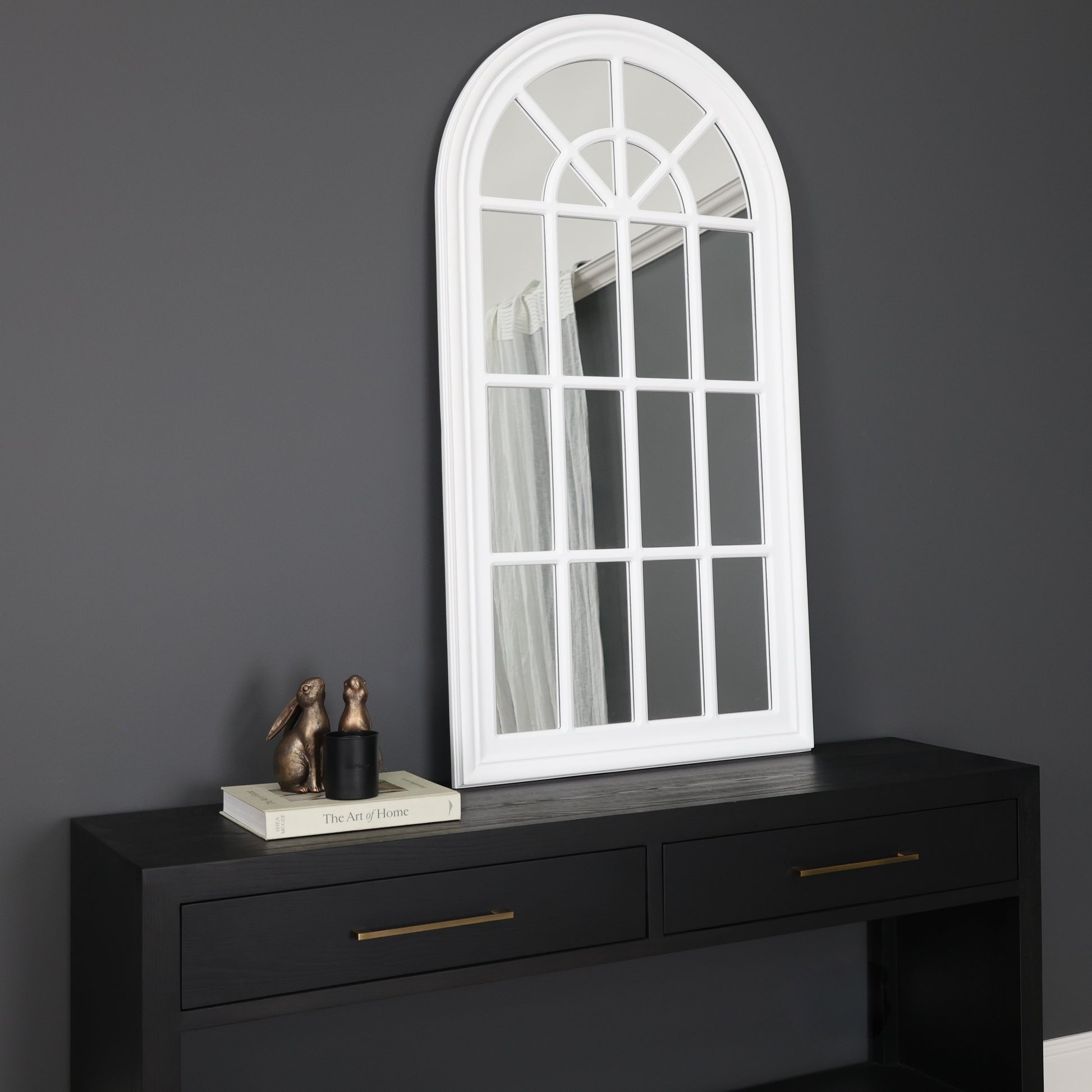 Mason Arched Window Mirror - Medium Matte White