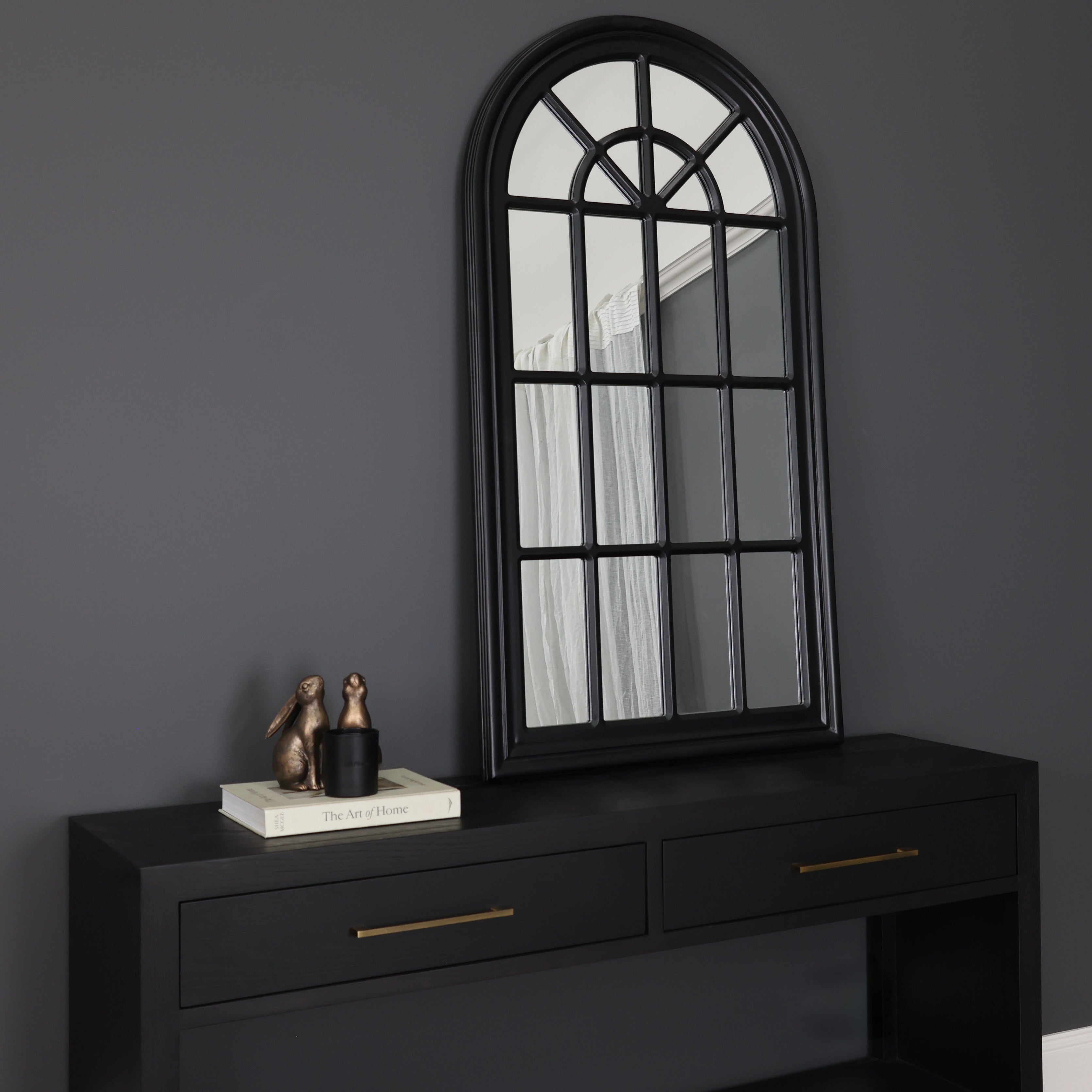 Mason Arched Window Mirror - Medium Matte Black
