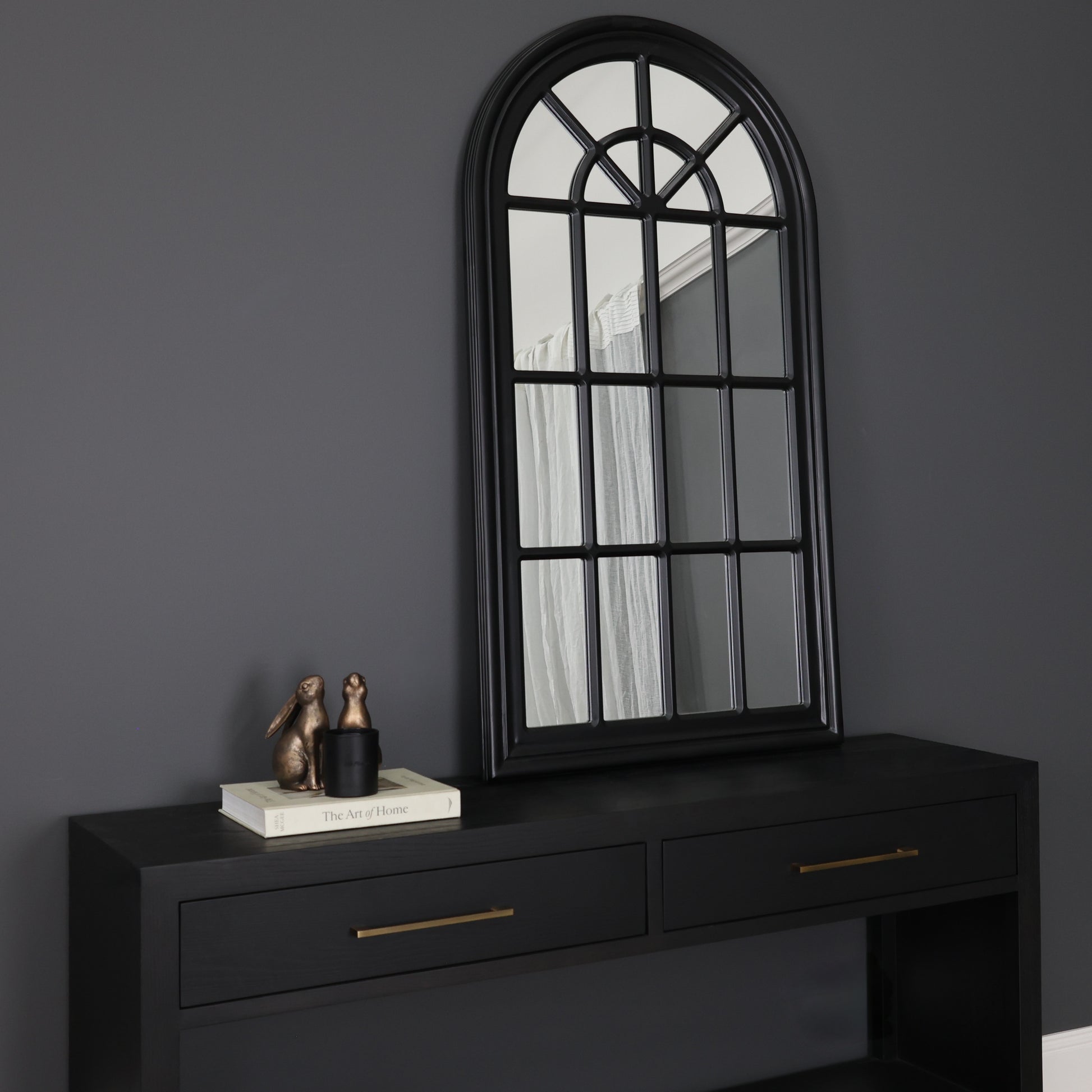 Mason Arched Window Mirror - Medium Matte Black