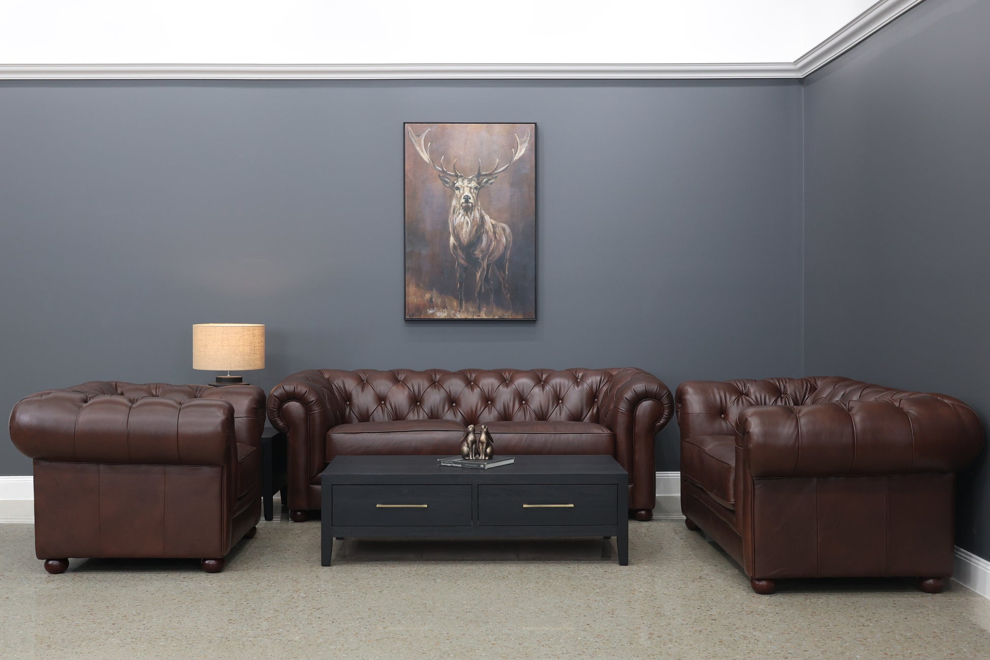 Chesterfield Armchair - Antique Brown Leather