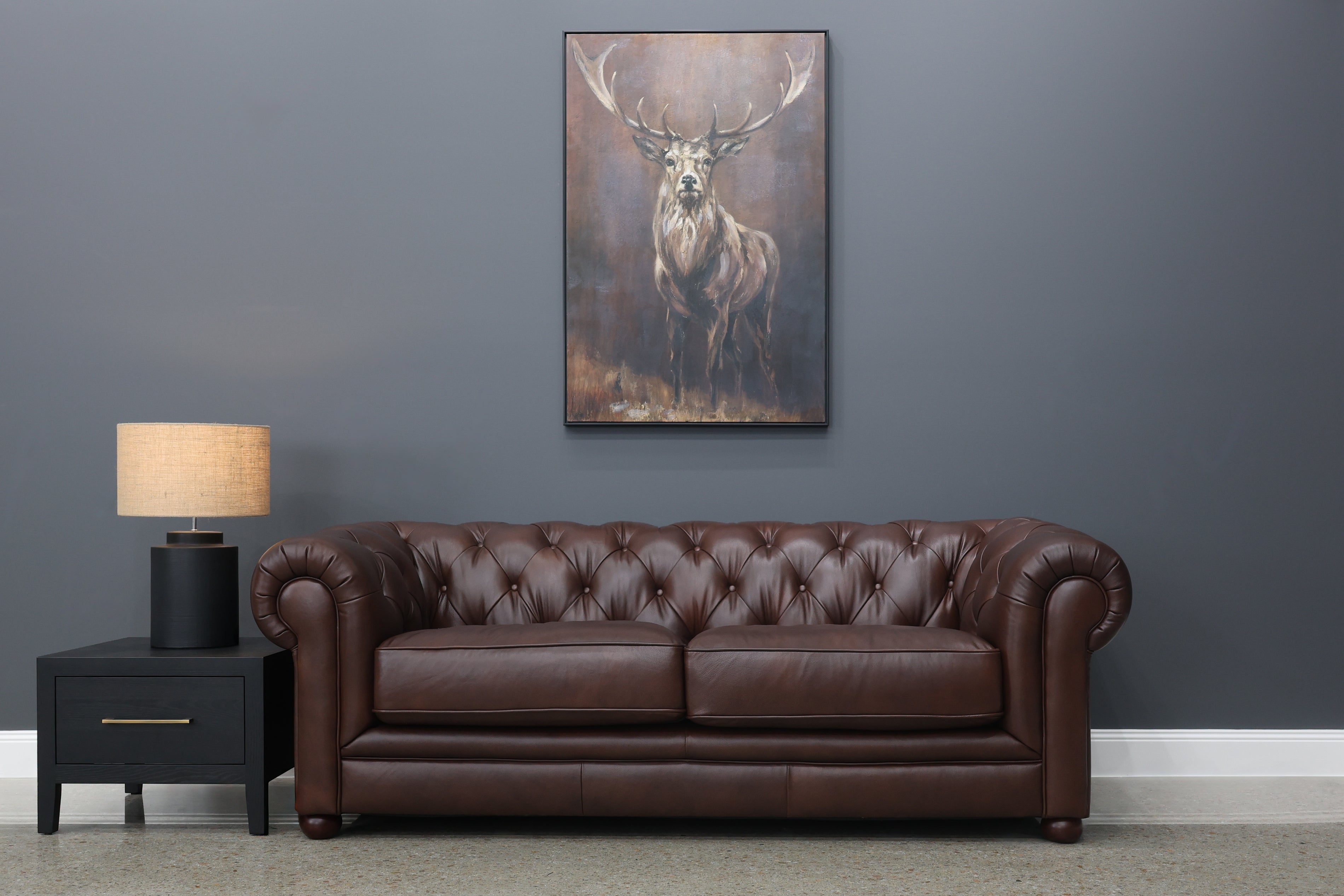 Chesterfield 3 Seater Sofa - Antique Brown Leather