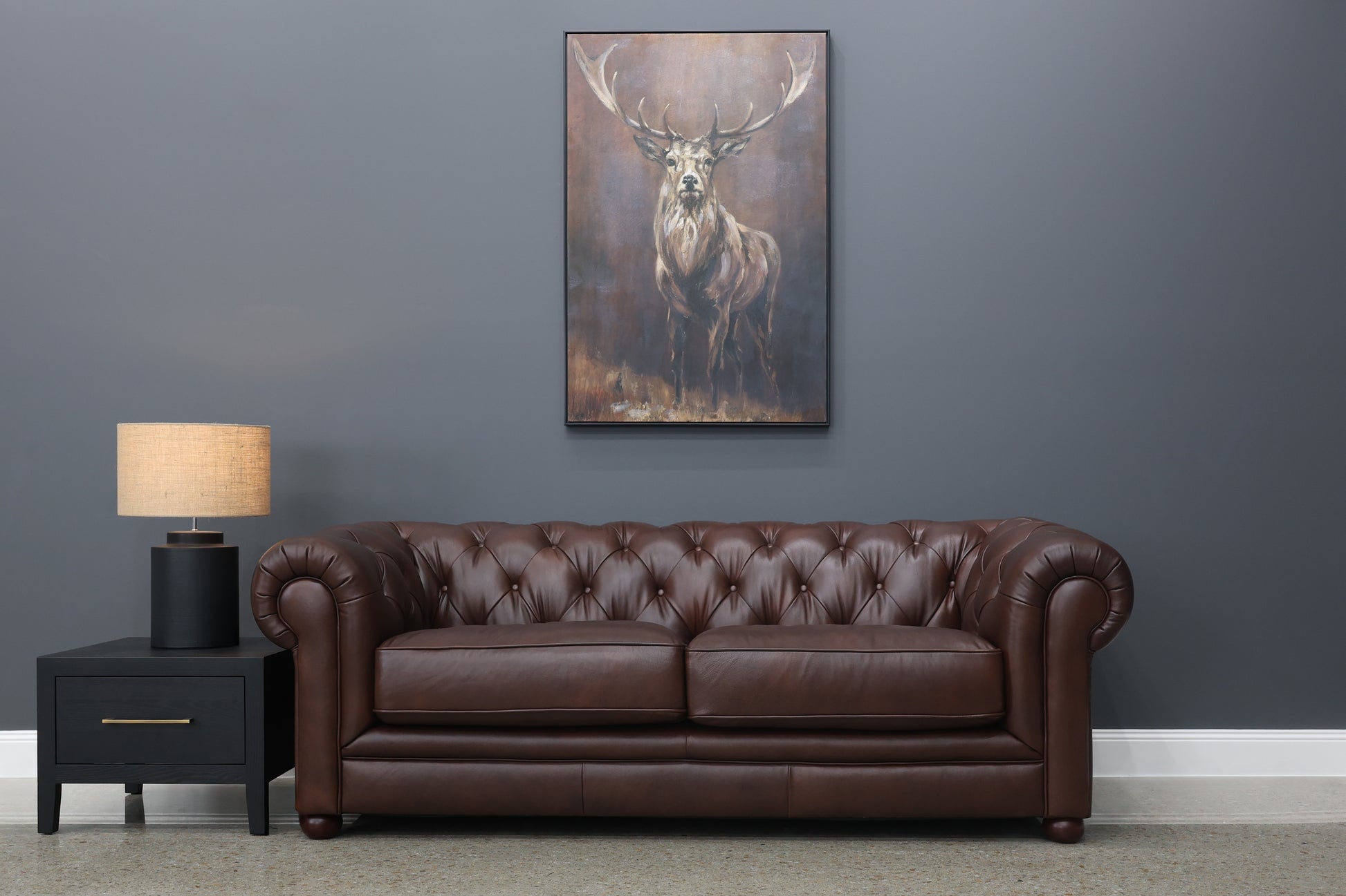 Chesterfield 3 Seater Sofa - Antique Brown Leather