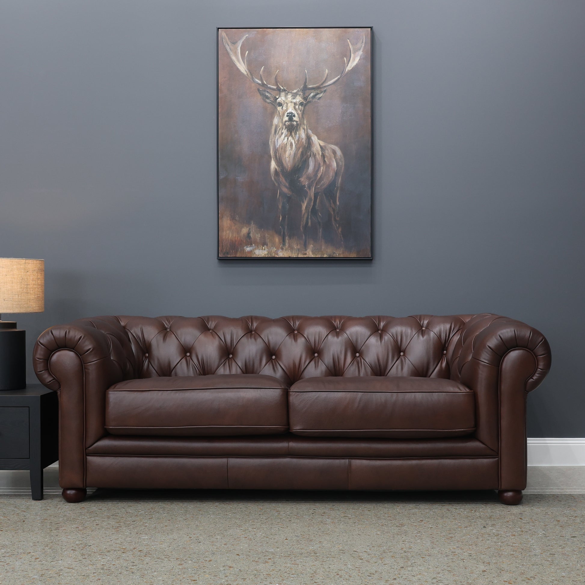 Chesterfield 3 Seater Sofa - Antique Brown Leather