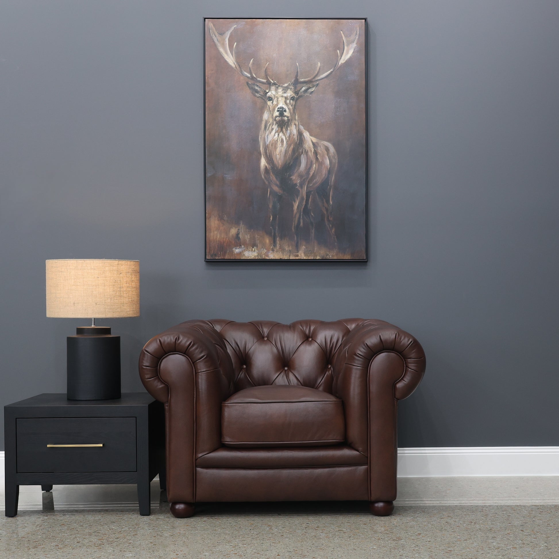 Chesterfield Armchair - Antique Brown Leather