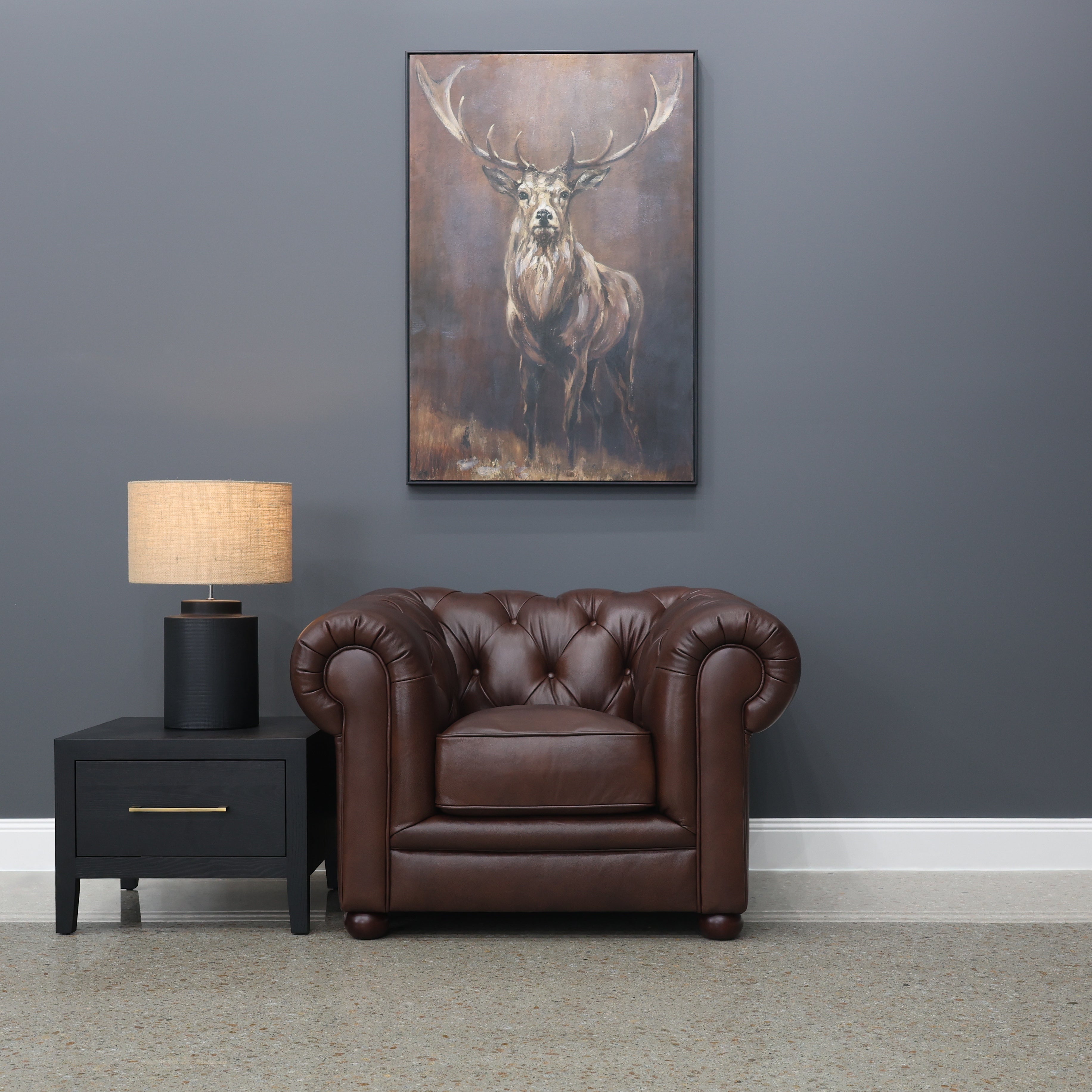 Chesterfield Armchair - Antique Brown Leather