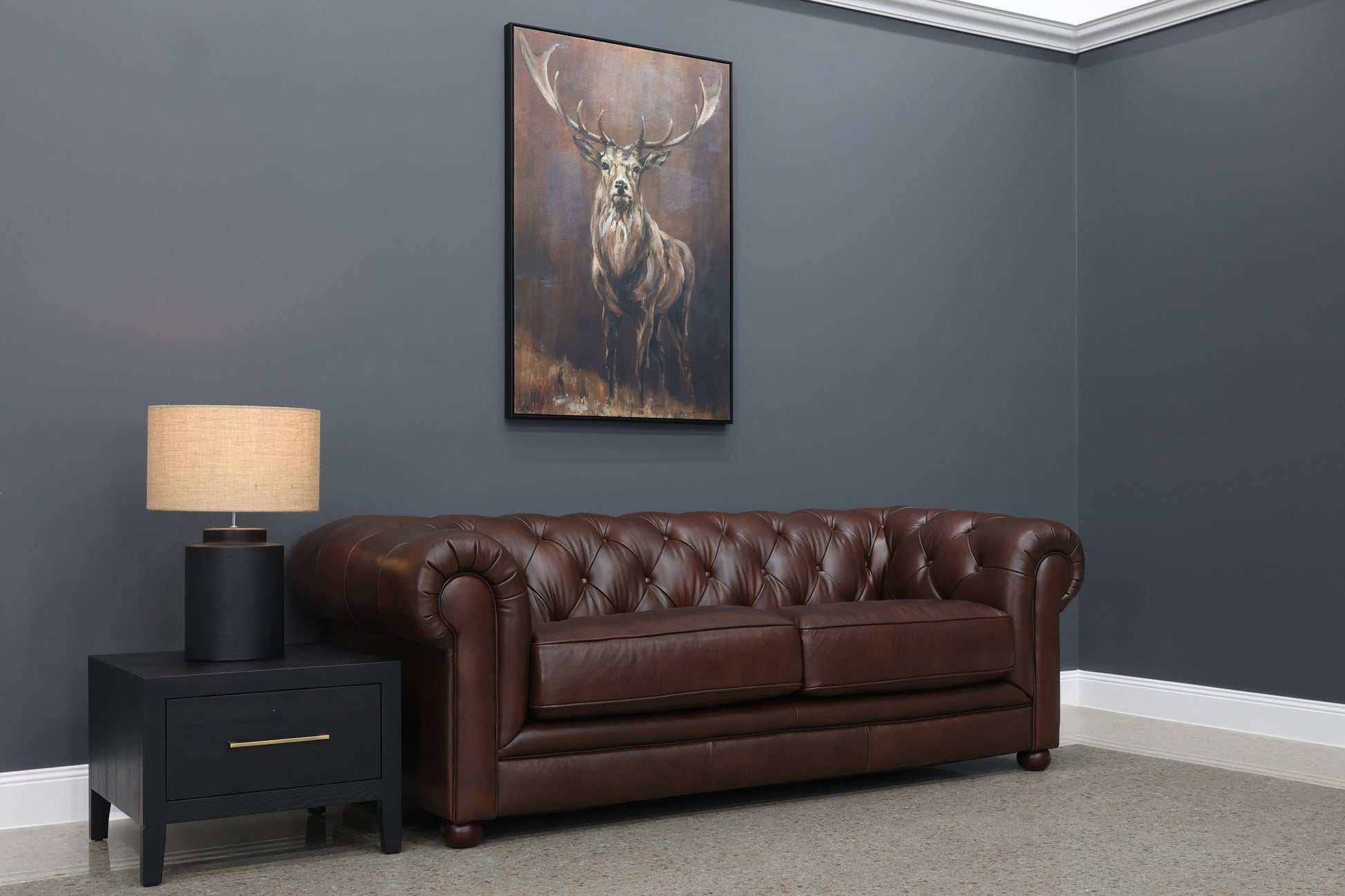 Chesterfield 3 Seater Sofa - Antique Brown Leather