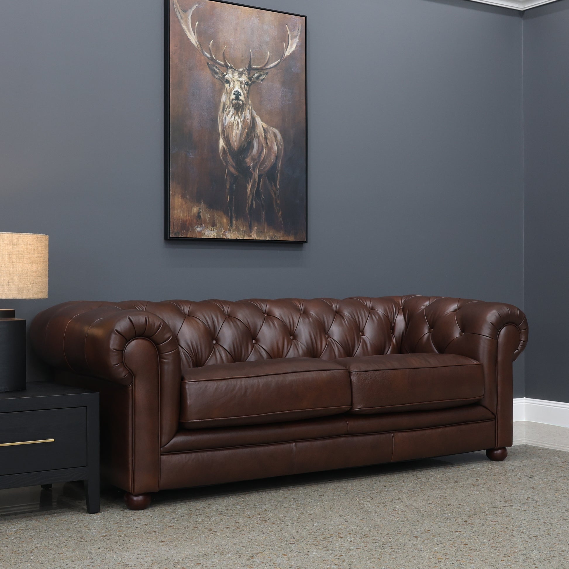 Chesterfield 3 Seater Sofa - Antique Brown Leather