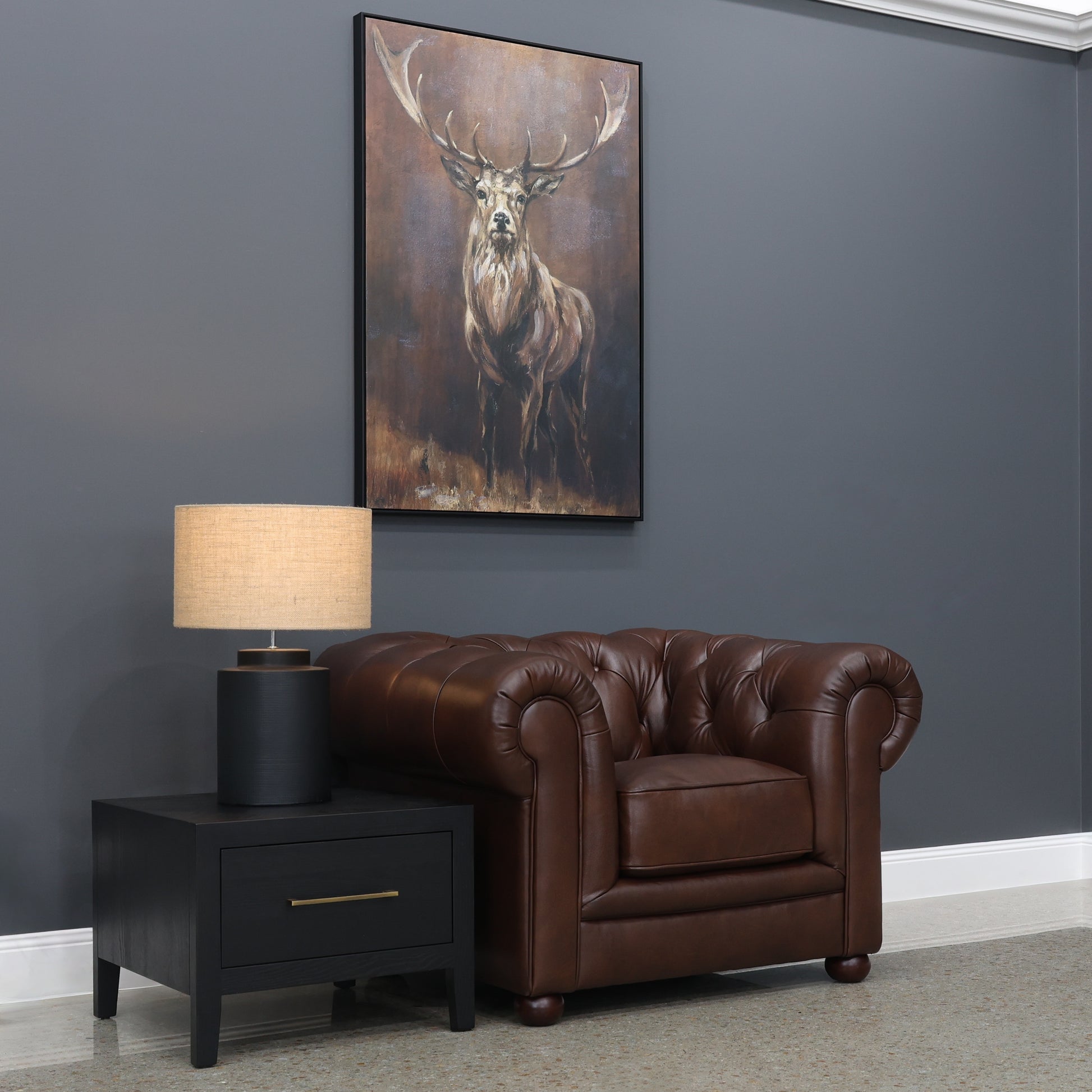 Chesterfield Armchair - Antique Brown Leather