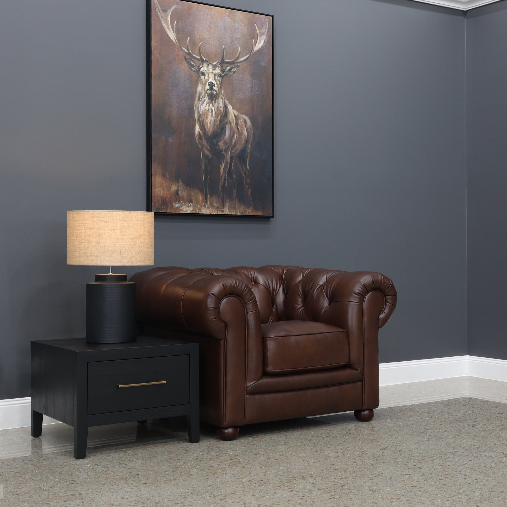Chesterfield Armchair - Antique Brown Leather