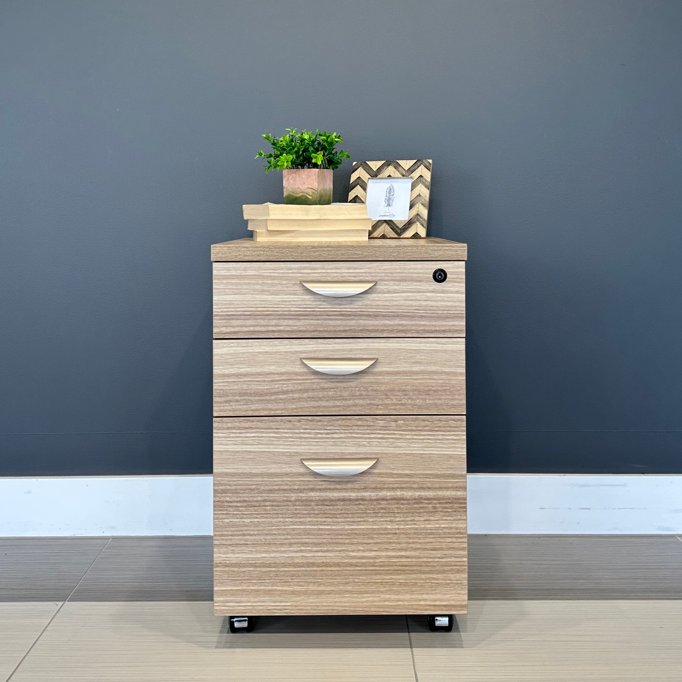 Performance 2 Drawer, 1 File Pedestal – Natural Oak/Charcoal