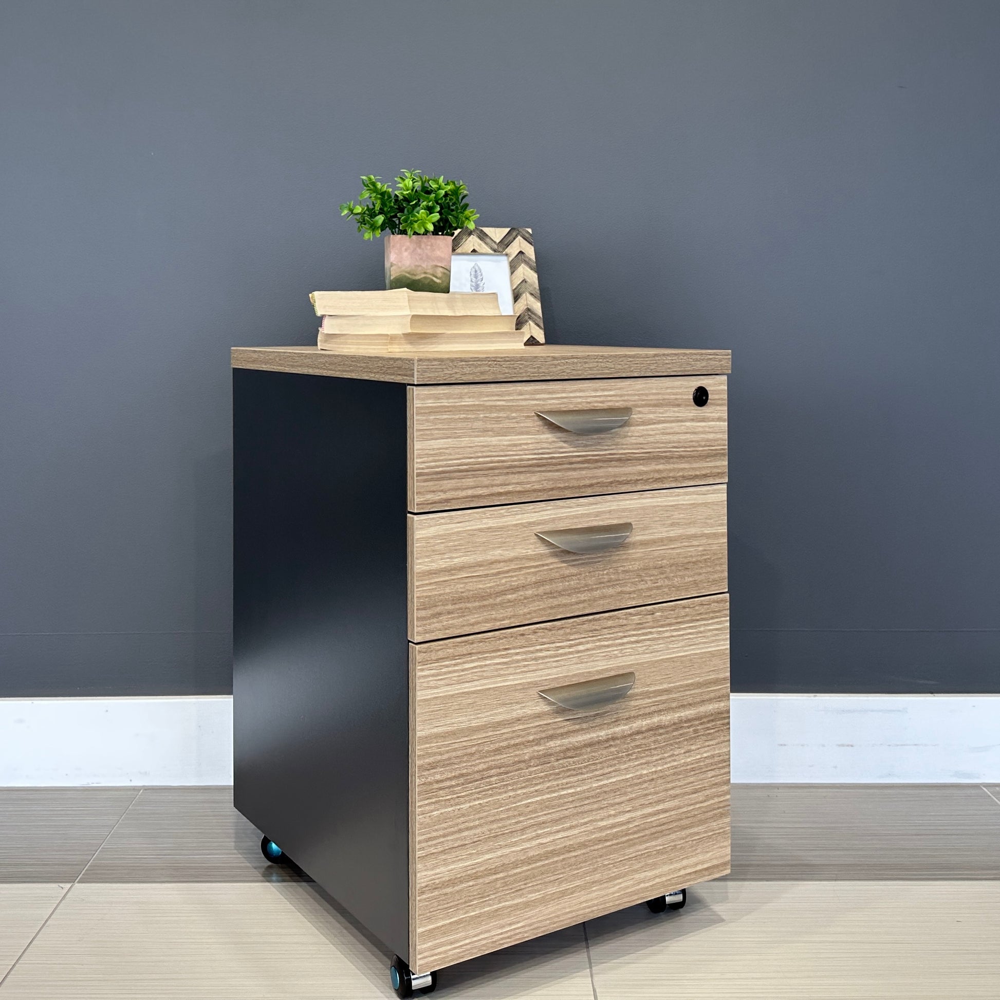 Performance 2 Drawer, 1 File Pedestal – Natural Oak/Charcoal