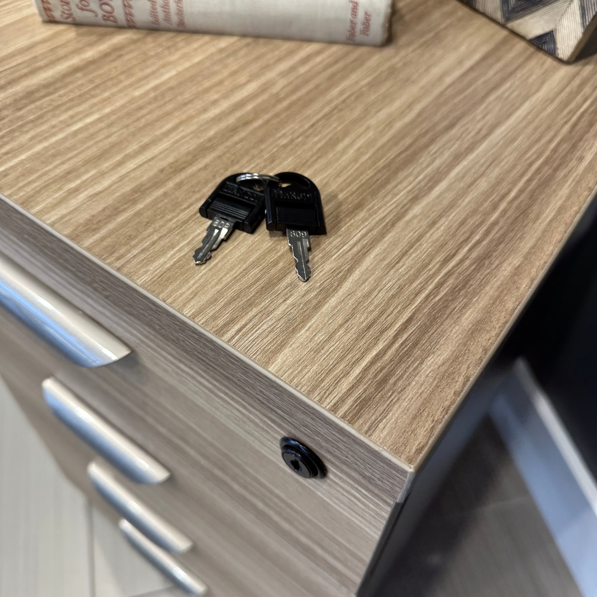 Performance 4 Drawer Pedestal - Natural Oak/ Charcoal