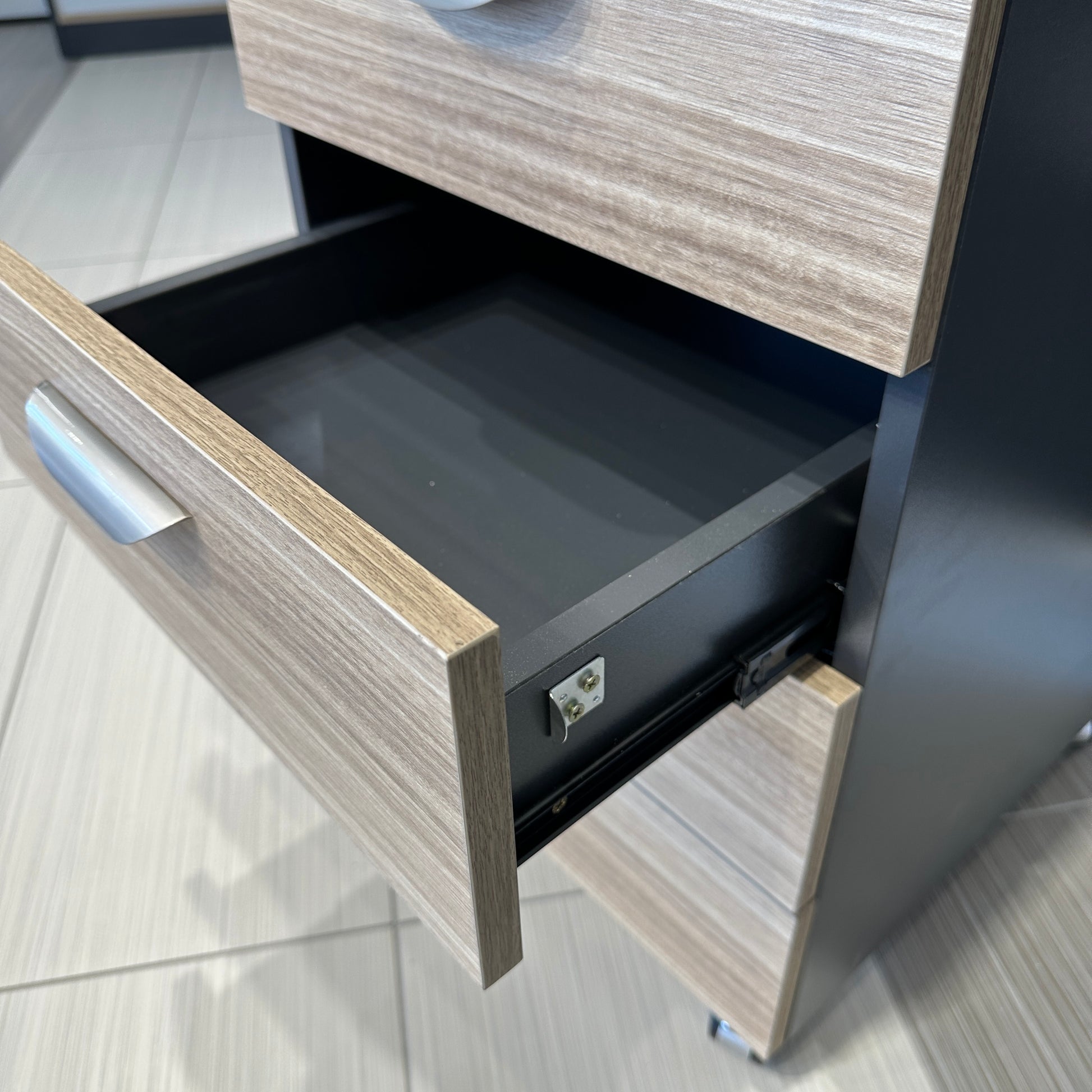 Performance 4 Drawer Pedestal - Natural Oak/ Charcoal